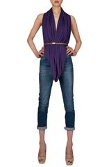 1980's OMO Norma Kamali Purple Cowl Top