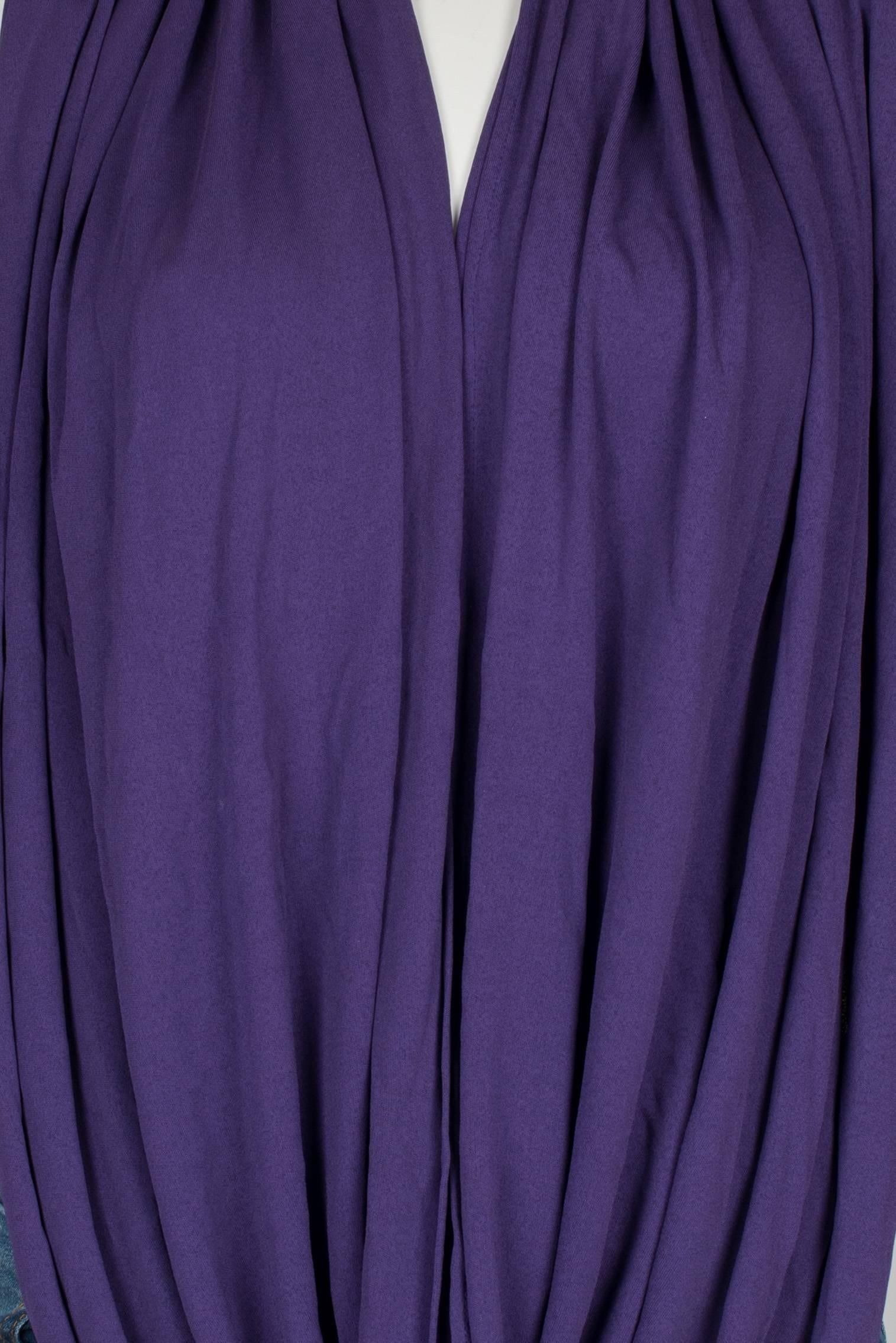 1980's OMO Norma Kamali Purple Cowl Top For Sale 4