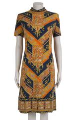 1960's Navy & Orange Wool Austrian Mod Dress