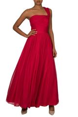 1950's Lipstick Red Silk Chiffon Ball Gown