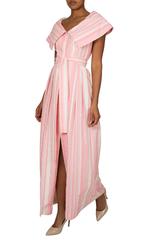 1970's Estevez Seersucker Pink & Ivory Candy Stripes Dress