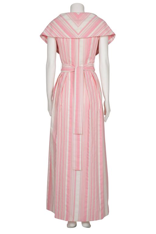 1970's Estevez Seersucker Pink and Ivory Candy Stripes Dress For Sale ...