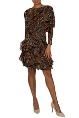 1980's J. Harris Animal Print Ruffled Skirt Backless Dress