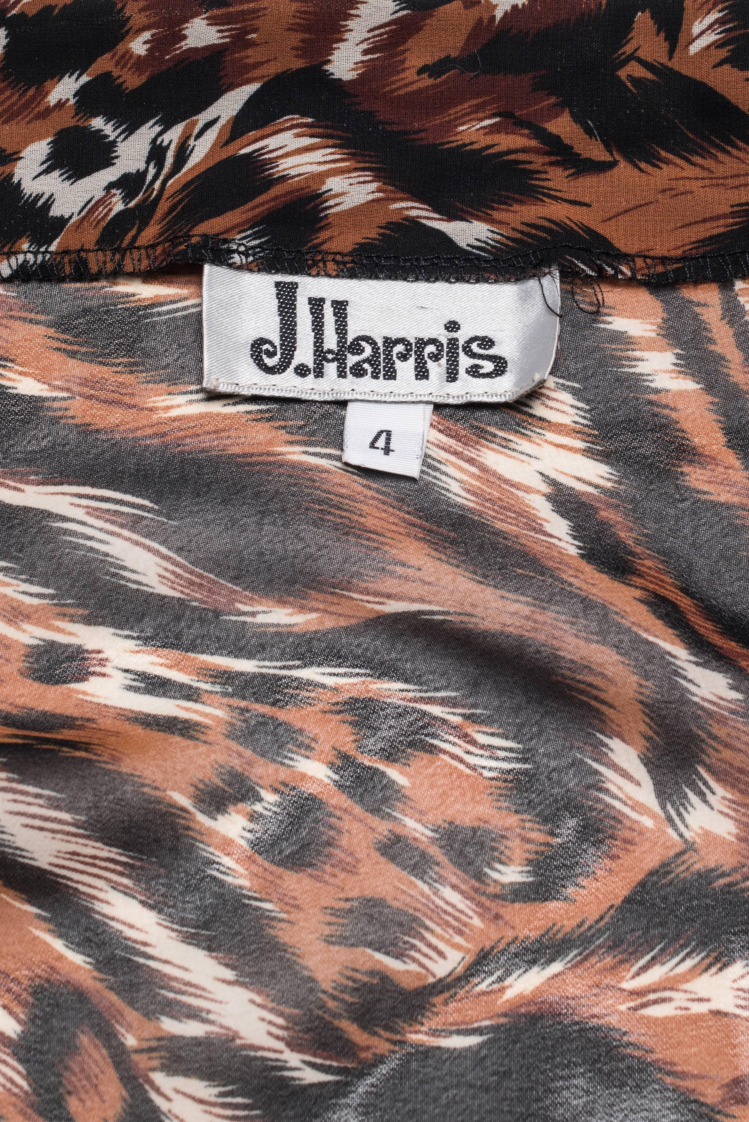 1980's J. Harris Animal Print Ruffled Skirt Backless Dress For Sale 4
