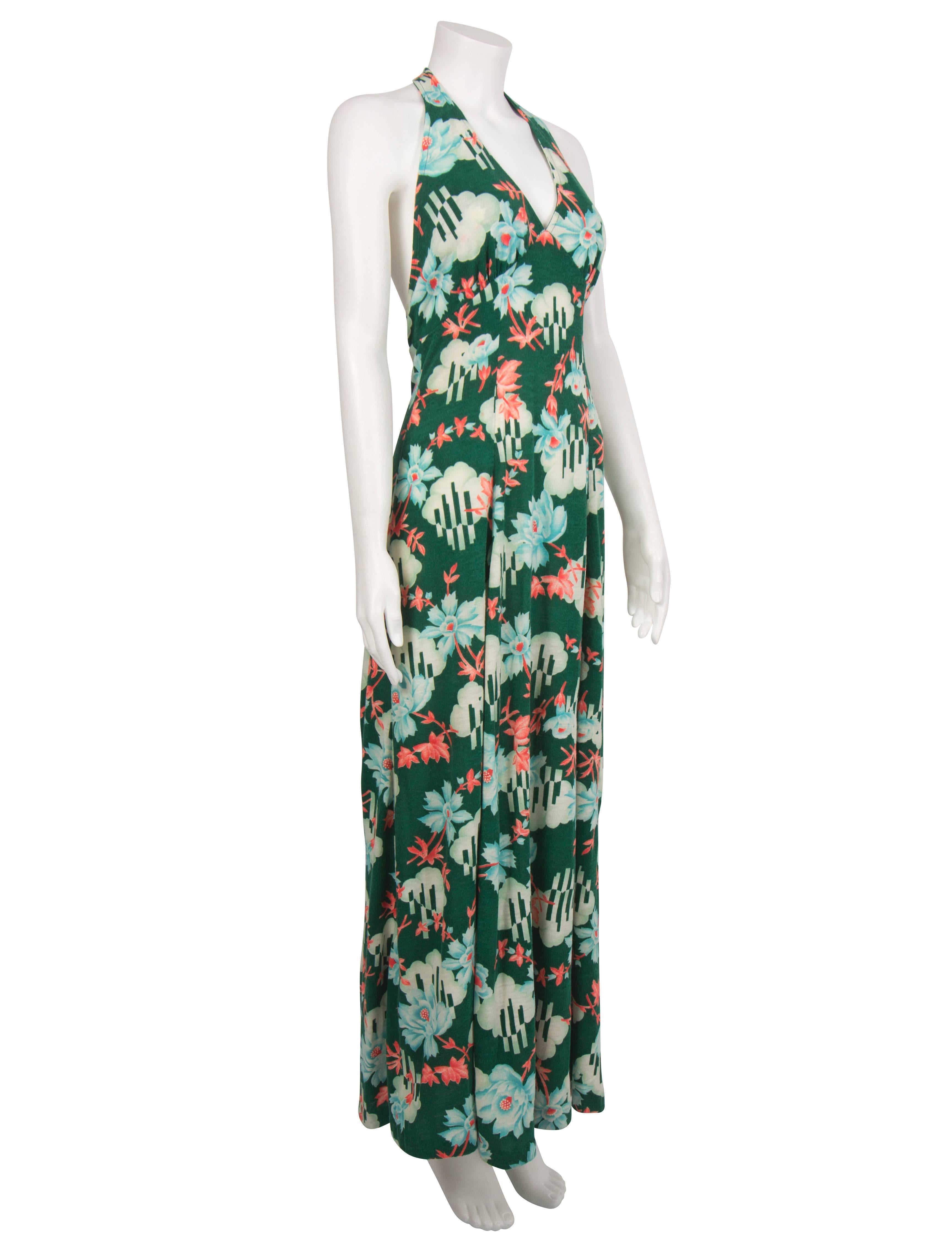 1960's Green & Coral Floral Dress & Bolero 2