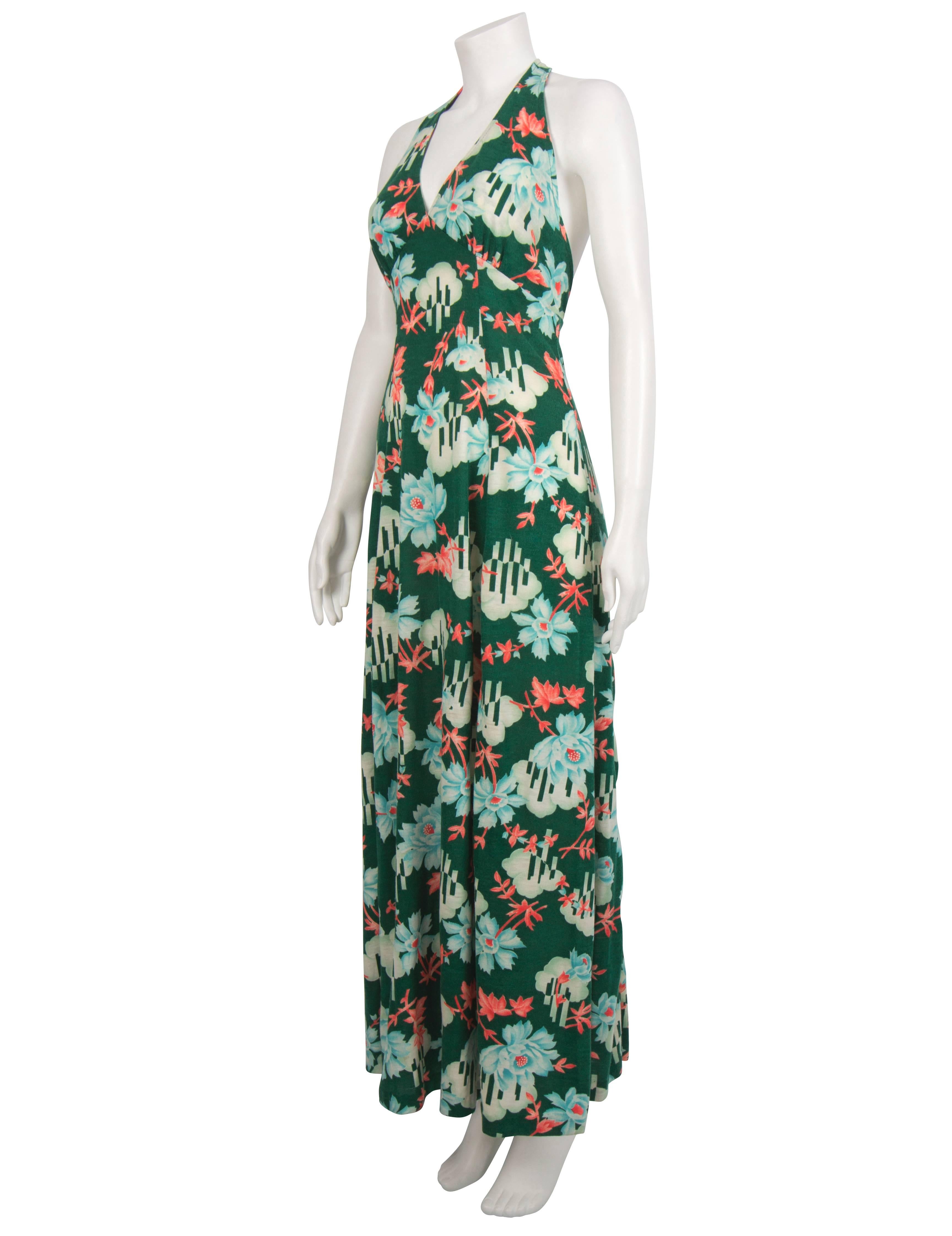 1960's Green & Coral Floral Dress & Bolero 1