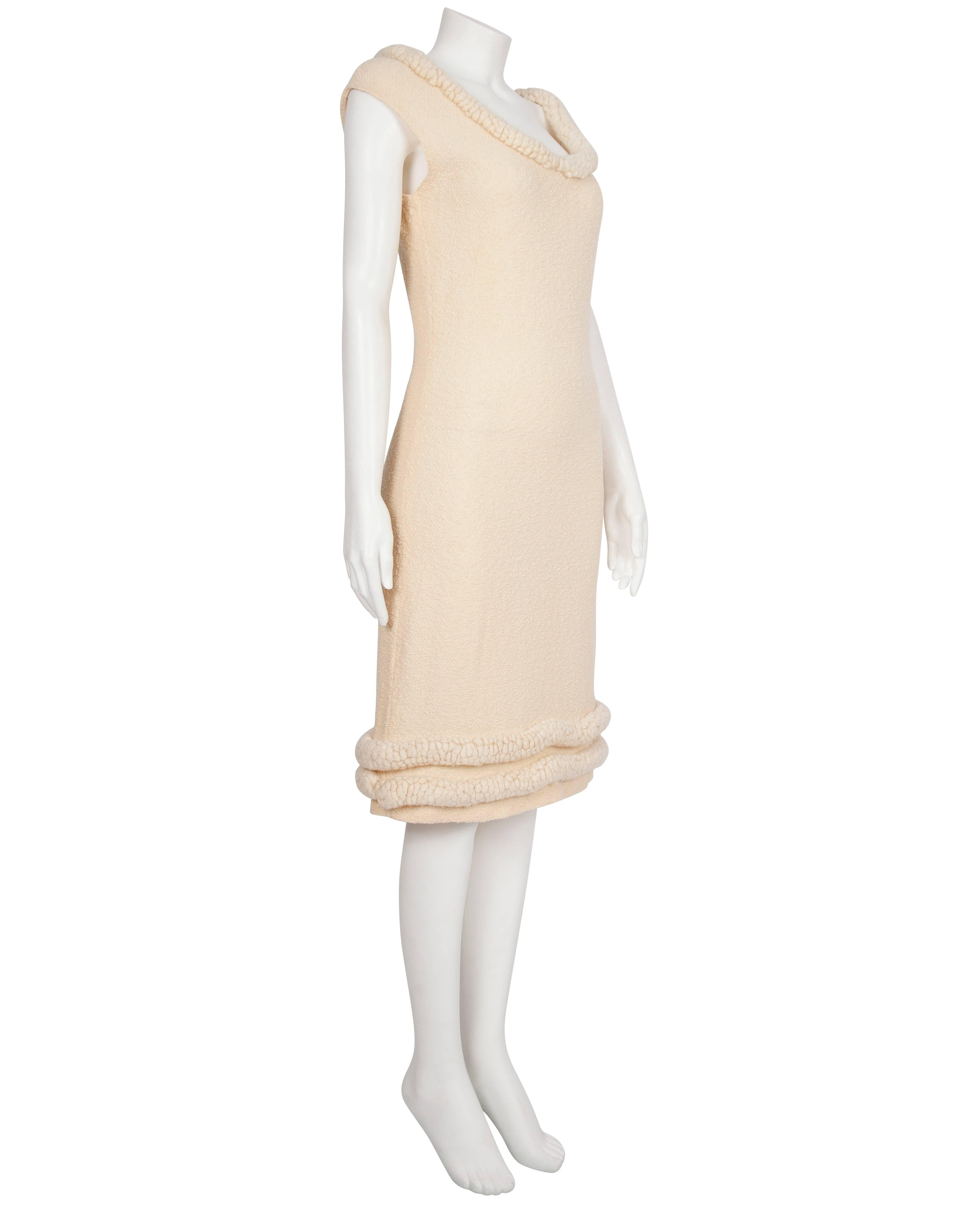 1960's Goldworm Cream Wool Puddle Dress  For Sale 1