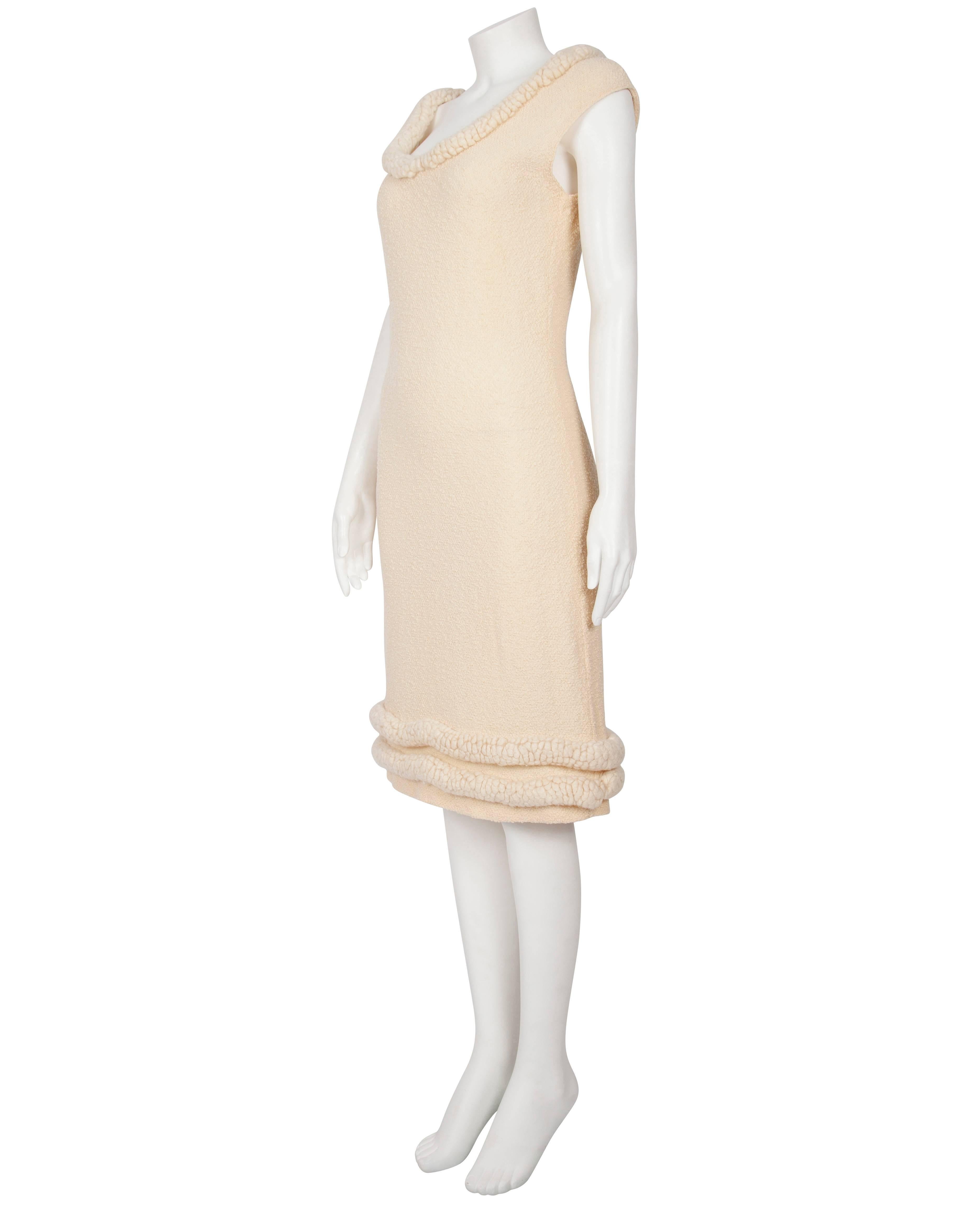 1960's Goldworm Cream Wool Puddle Dress  In Excellent Condition For Sale In London, GB