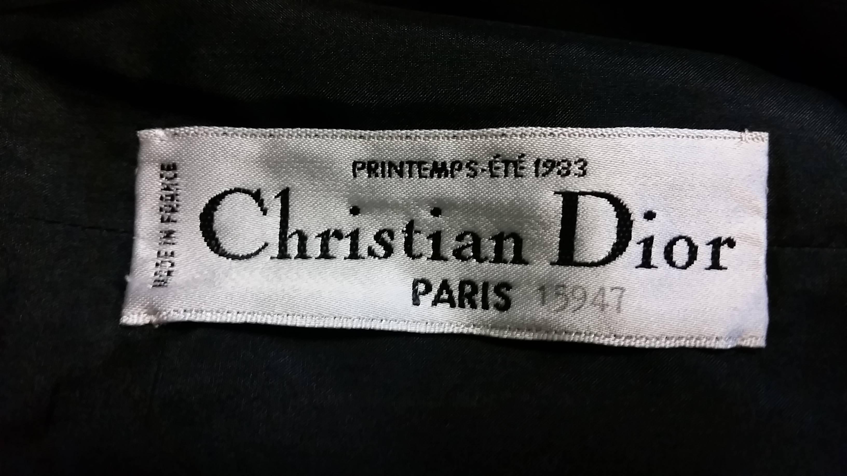 S/S 1983 Dior Couture Black Red & Ivory Silk Trompe L'Oeil Boxy Tunic For Sale 4