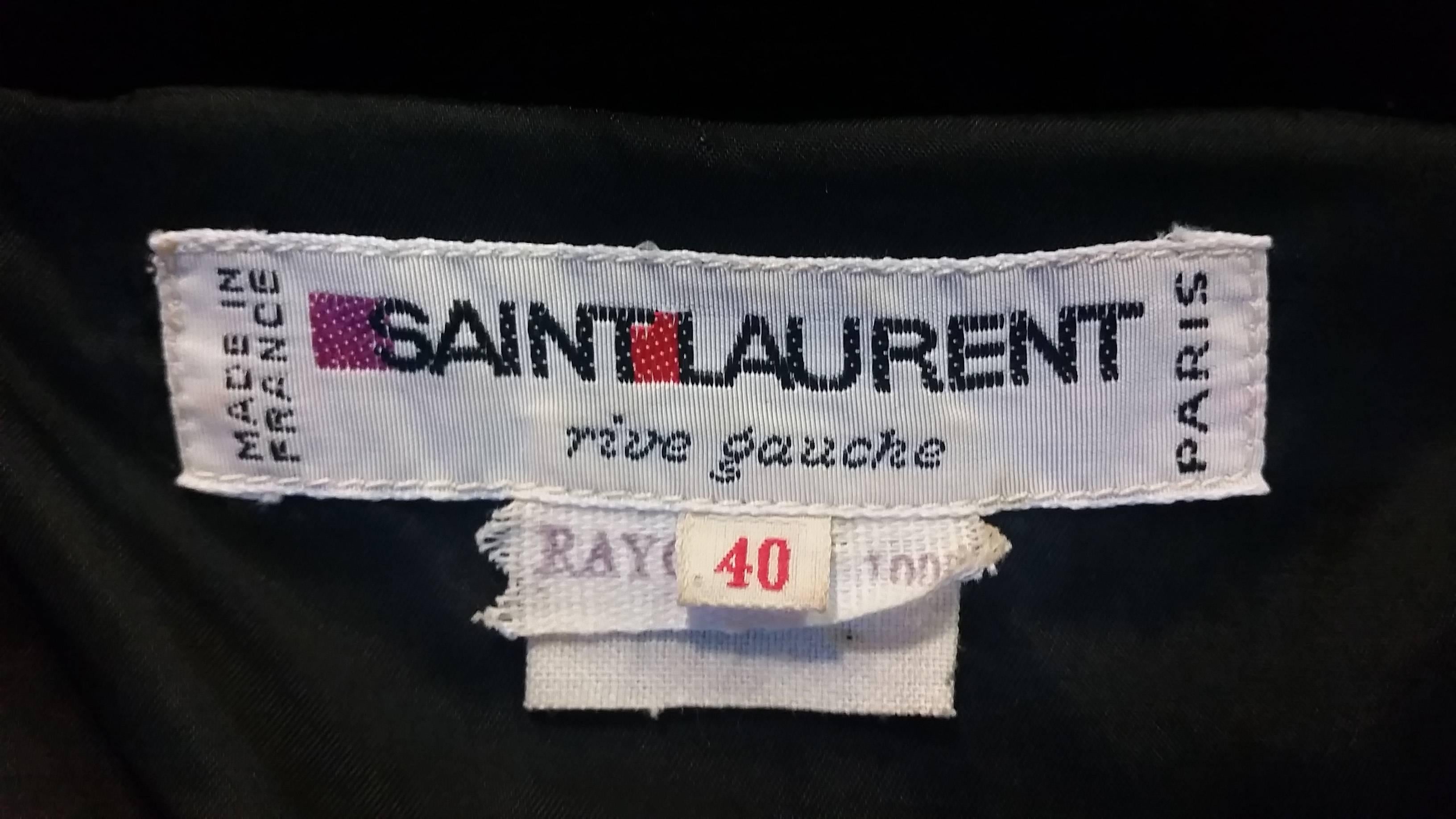 1980s Yves Saint Laurent Rive Gauche Black Velvet Evening Dress with Ruffles 1