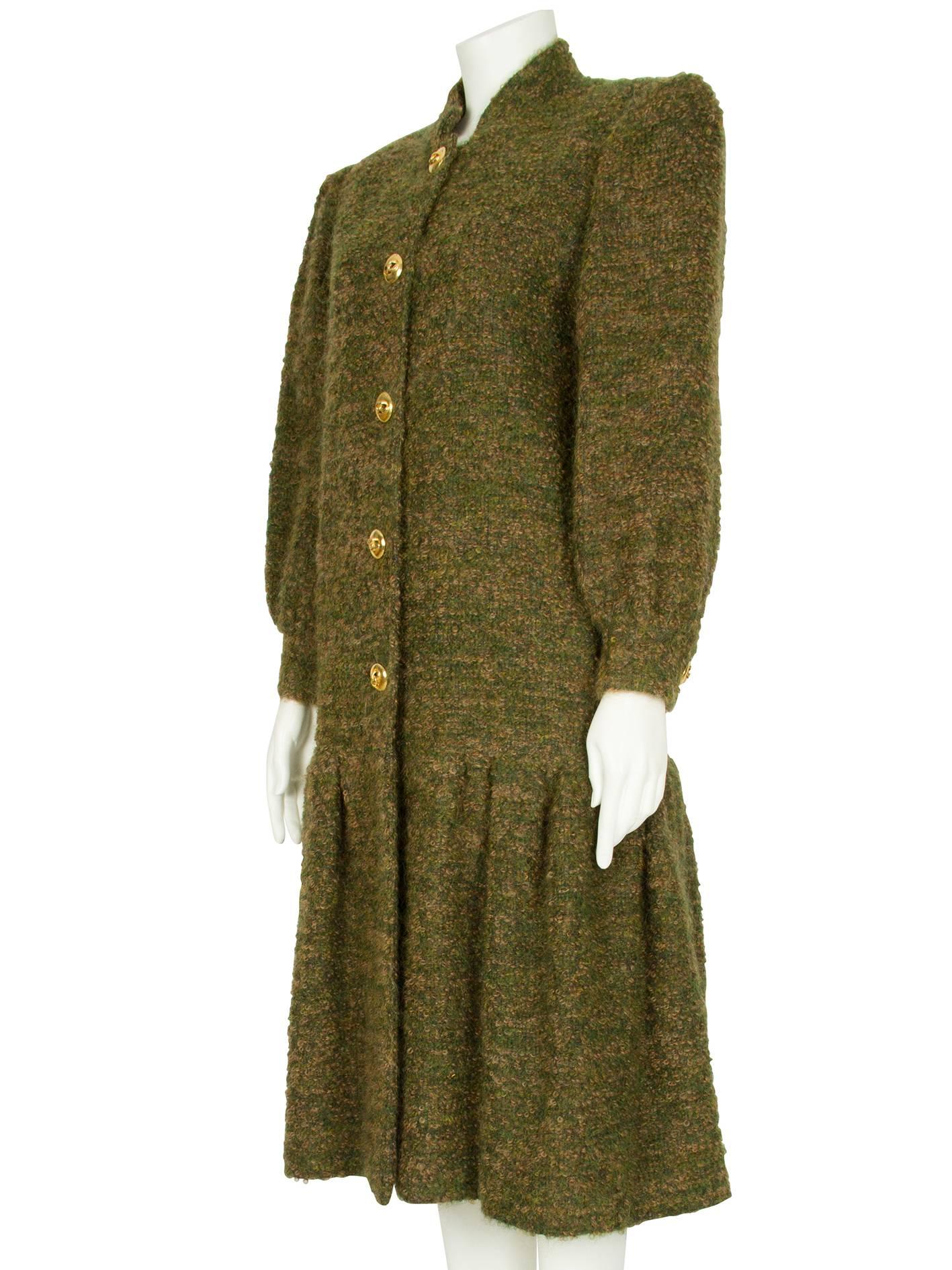 Women's 1960's Harald Boucle Wool Dropped Waist Coat For Sale