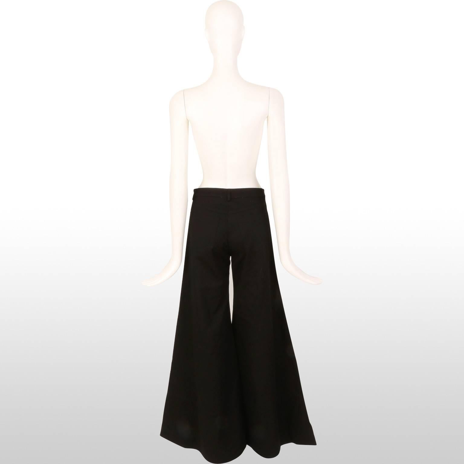 Women's Fendi Black Flared Trousers with Mirror and Bead Detailing For Sale