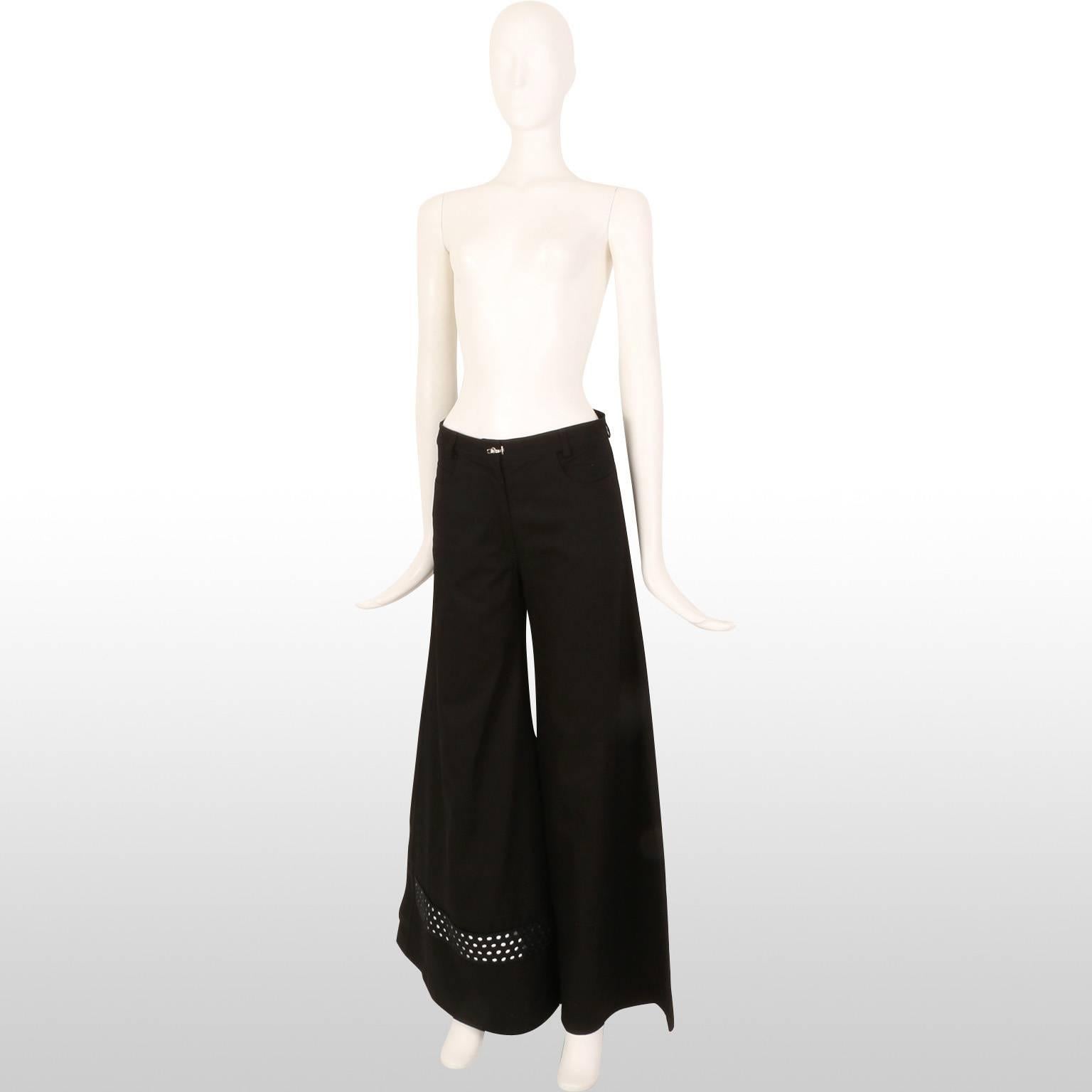 Fendi Black Flared Trousers with Mirror and Bead Detailing For Sale 1