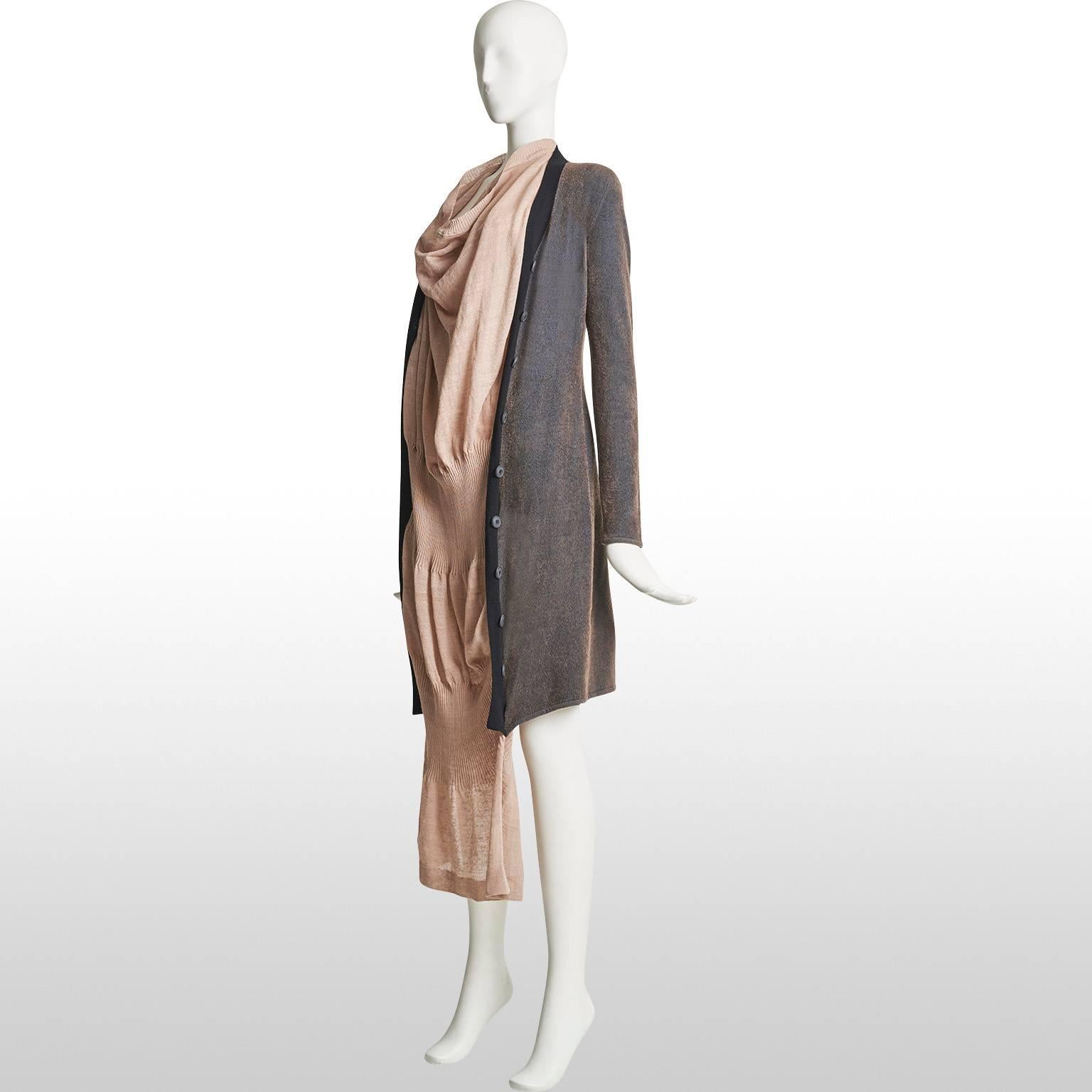 Brown Vivienne Westwood Gold Label Two Tone Cardigan Dress For Sale