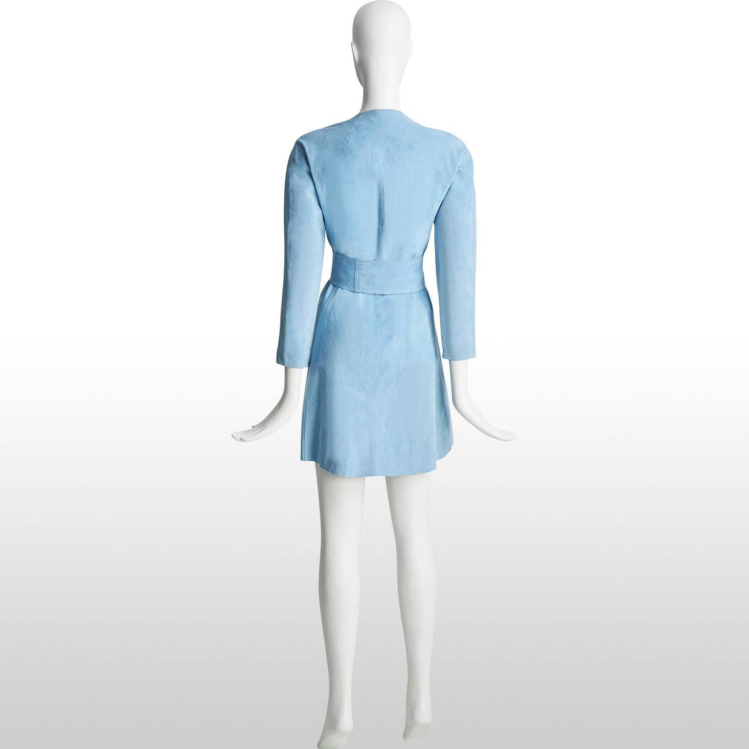 Women's 70s RARE Halston Sky Blue Ultrasuede Coat