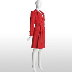 1980s Lipstick Red Fitted Wool Coat