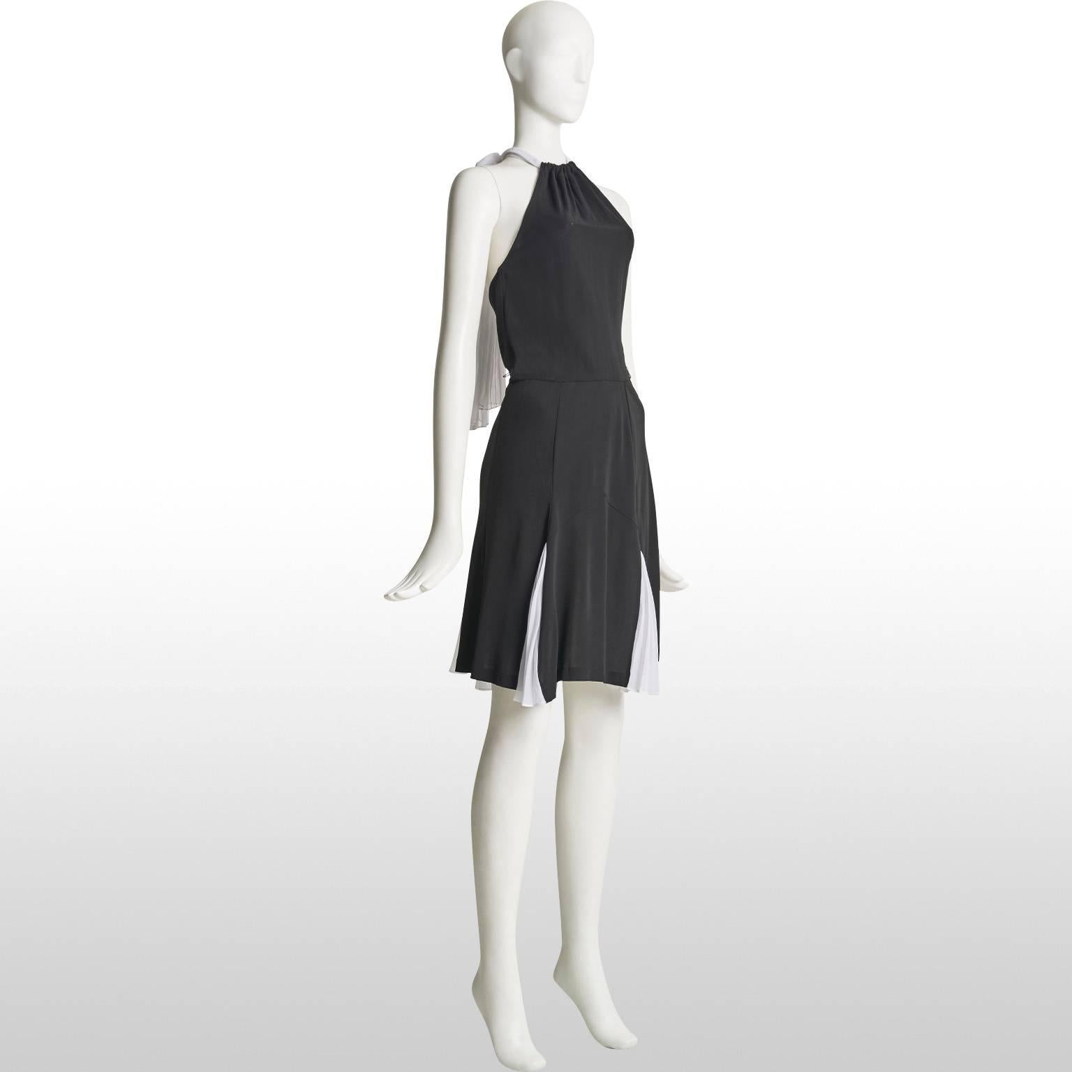  Diane Von Furstenberg Black and White Halter Neck Dress  For Sale 1