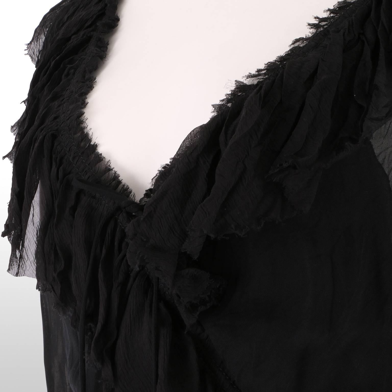 Prada Black Silk Overlay Dress with Lace For Sale 3