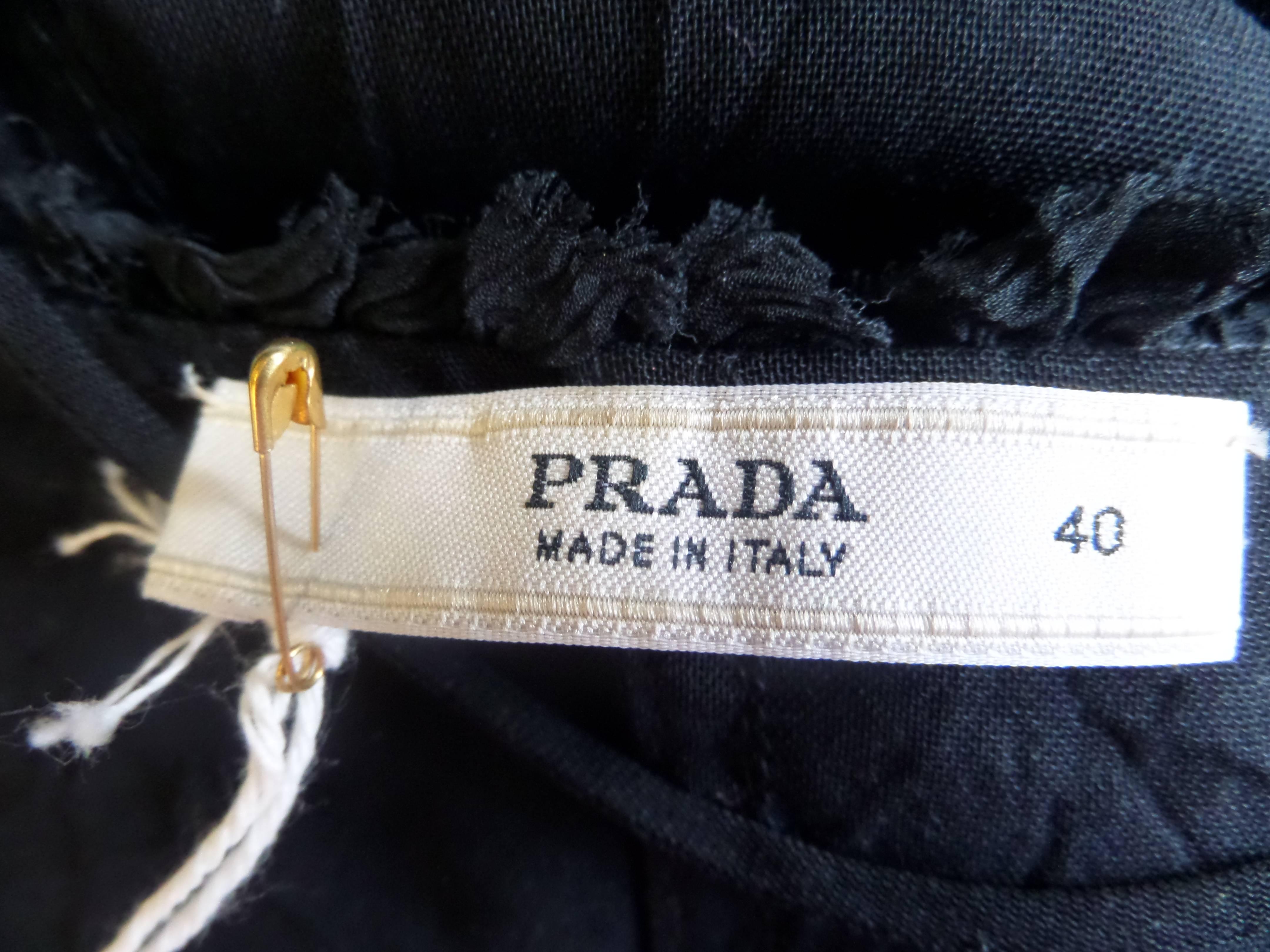 Prada Black Silk Overlay Dress with Lace For Sale 4