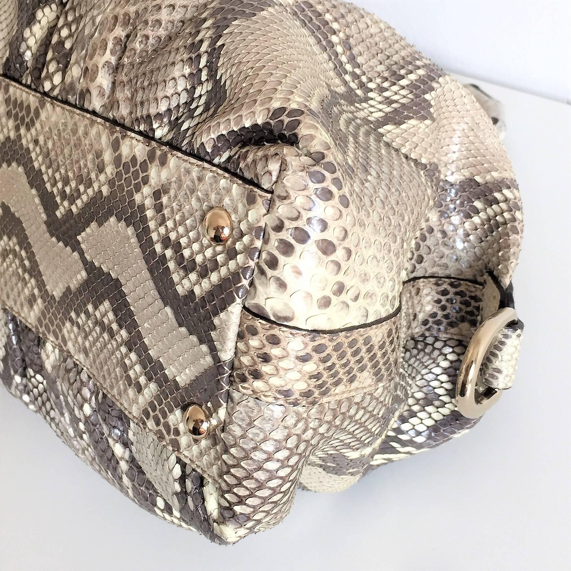 Gucci Bamboo Python Hand Bag / Crossbody Bag For Sale 3