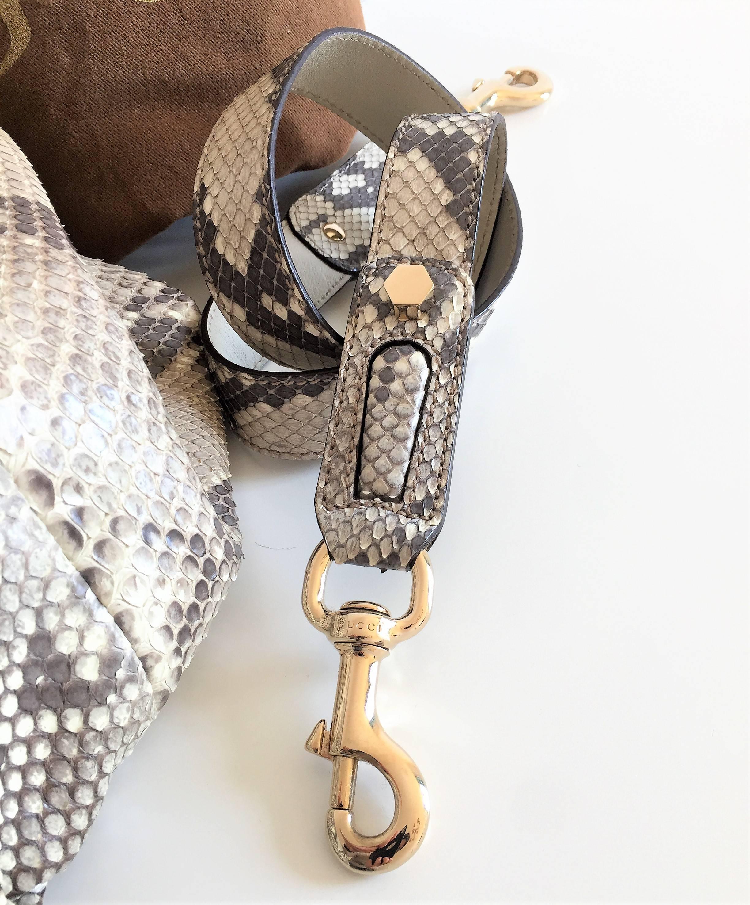 Gucci Bamboo Python Hand Bag / Crossbody Bag For Sale 5