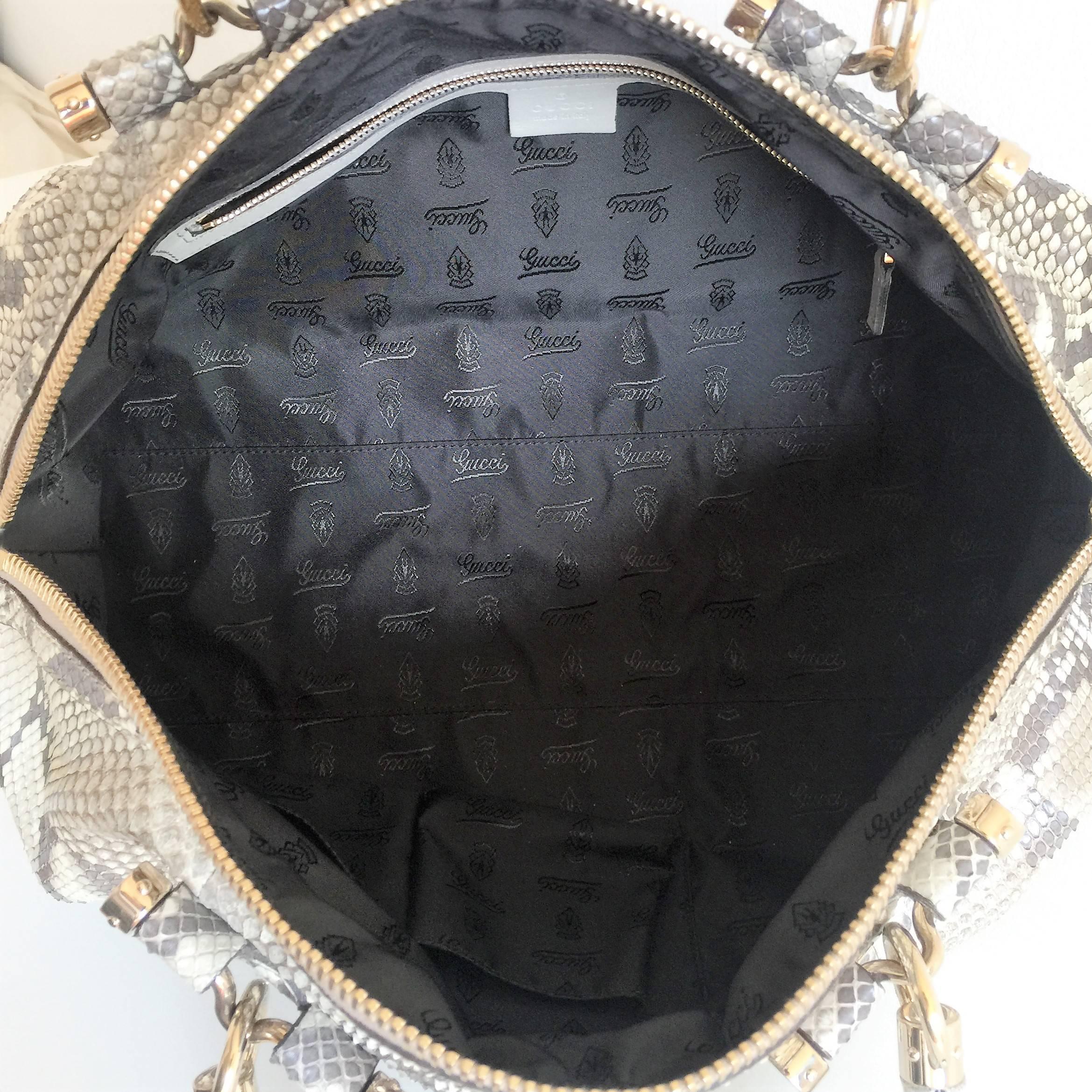 Gucci Bamboo Python Hand Bag / Crossbody Bag For Sale 4