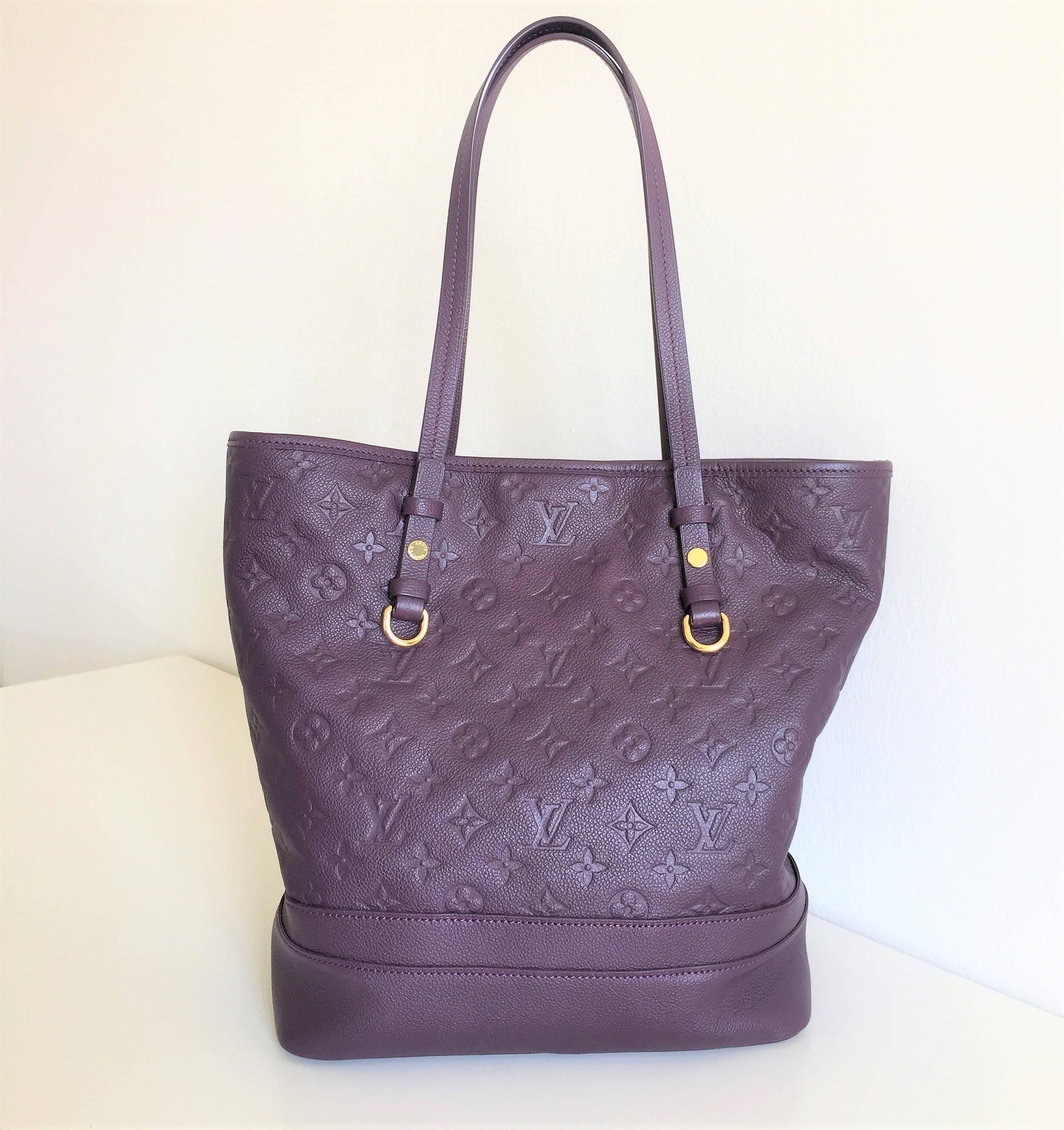 Gray Louis Vuitton Purple Shuolder Bag Citadines PM in LV monogram Empreinte Leather For Sale