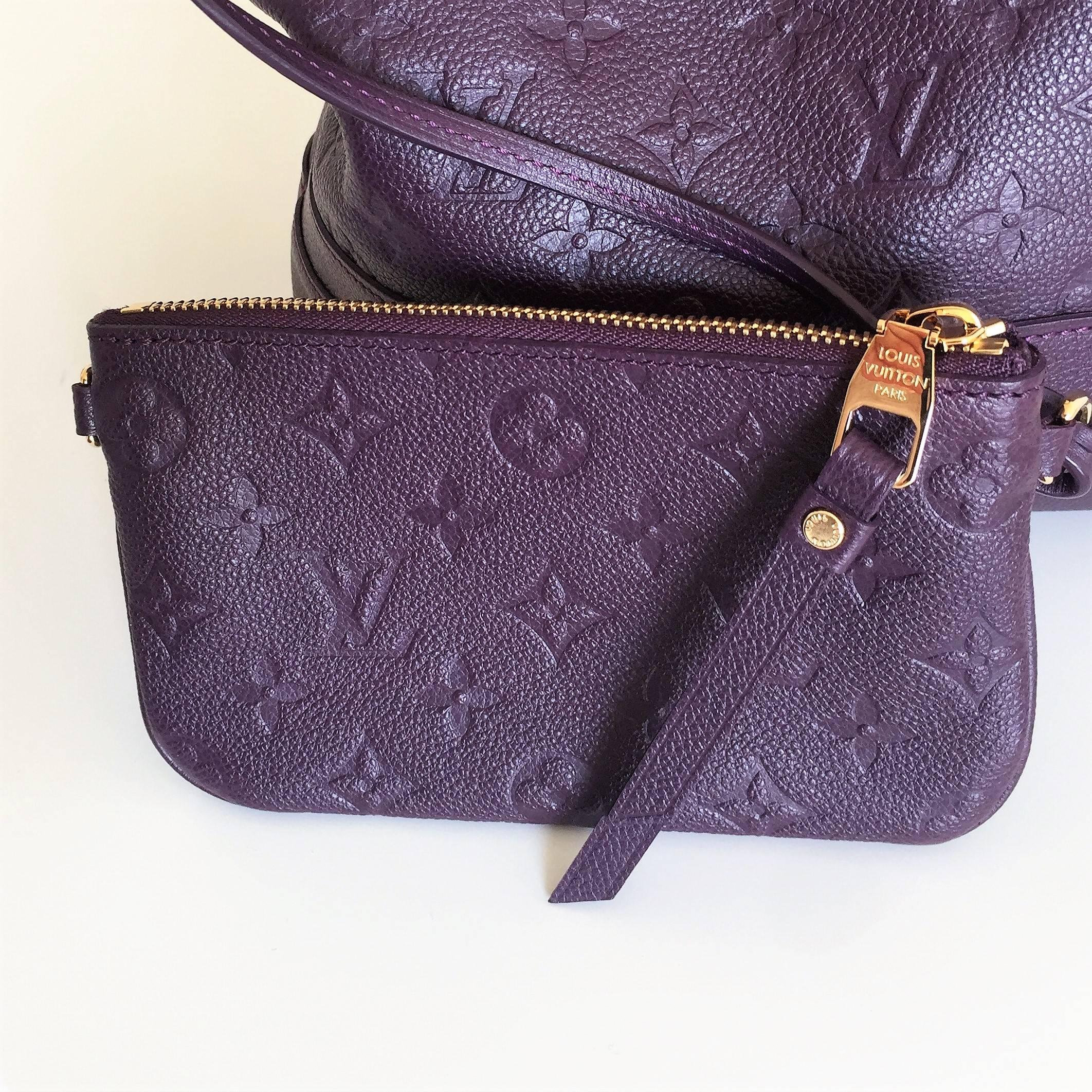 Women's Louis Vuitton Purple Shuolder Bag Citadines PM in LV monogram Empreinte Leather For Sale