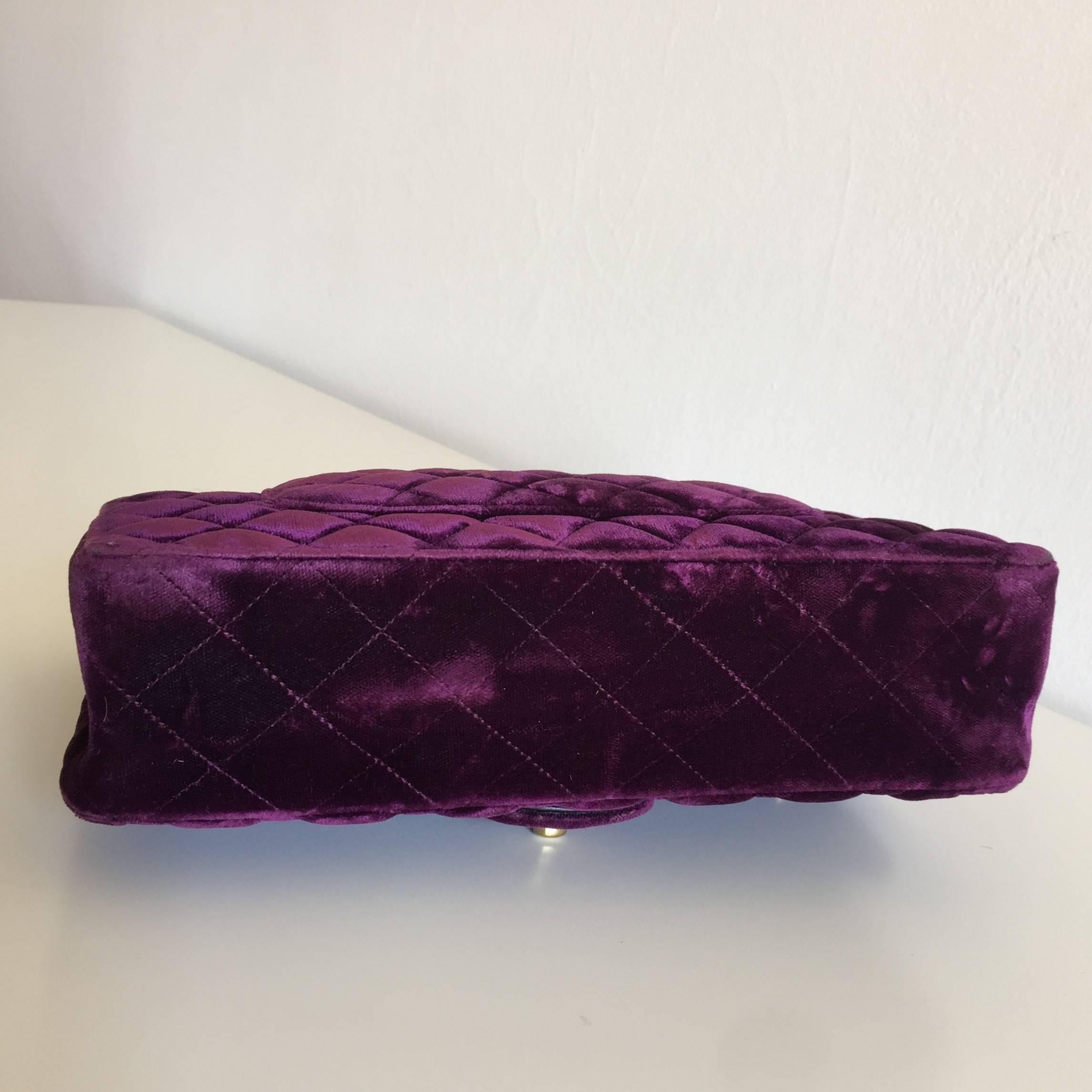 Women's Chanel 2.55 Timeless Purple Velvet  Double Flap Hand/Shoulder Bag For Sale