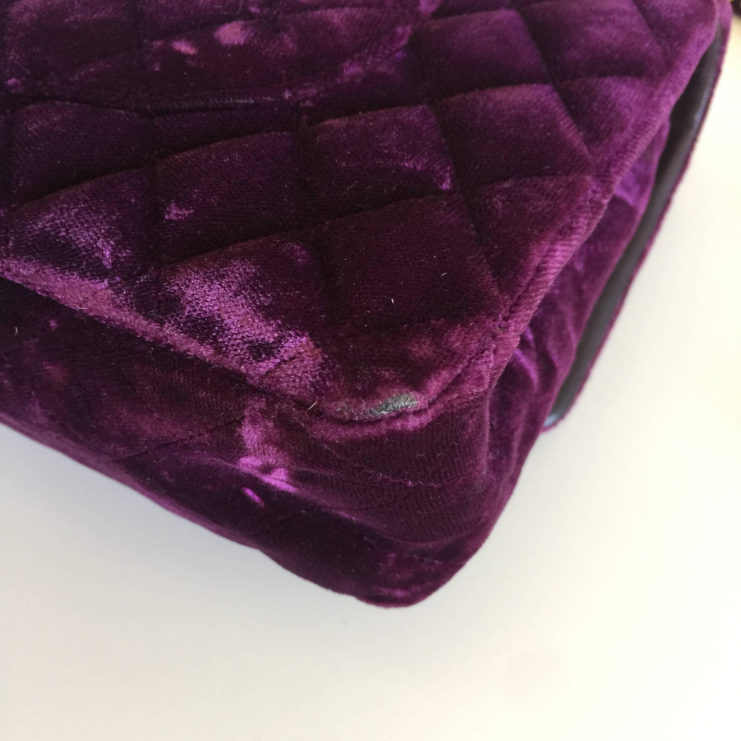 Chanel 2.55 Timeless Purple Velvet  Double Flap Hand/Shoulder Bag For Sale 1