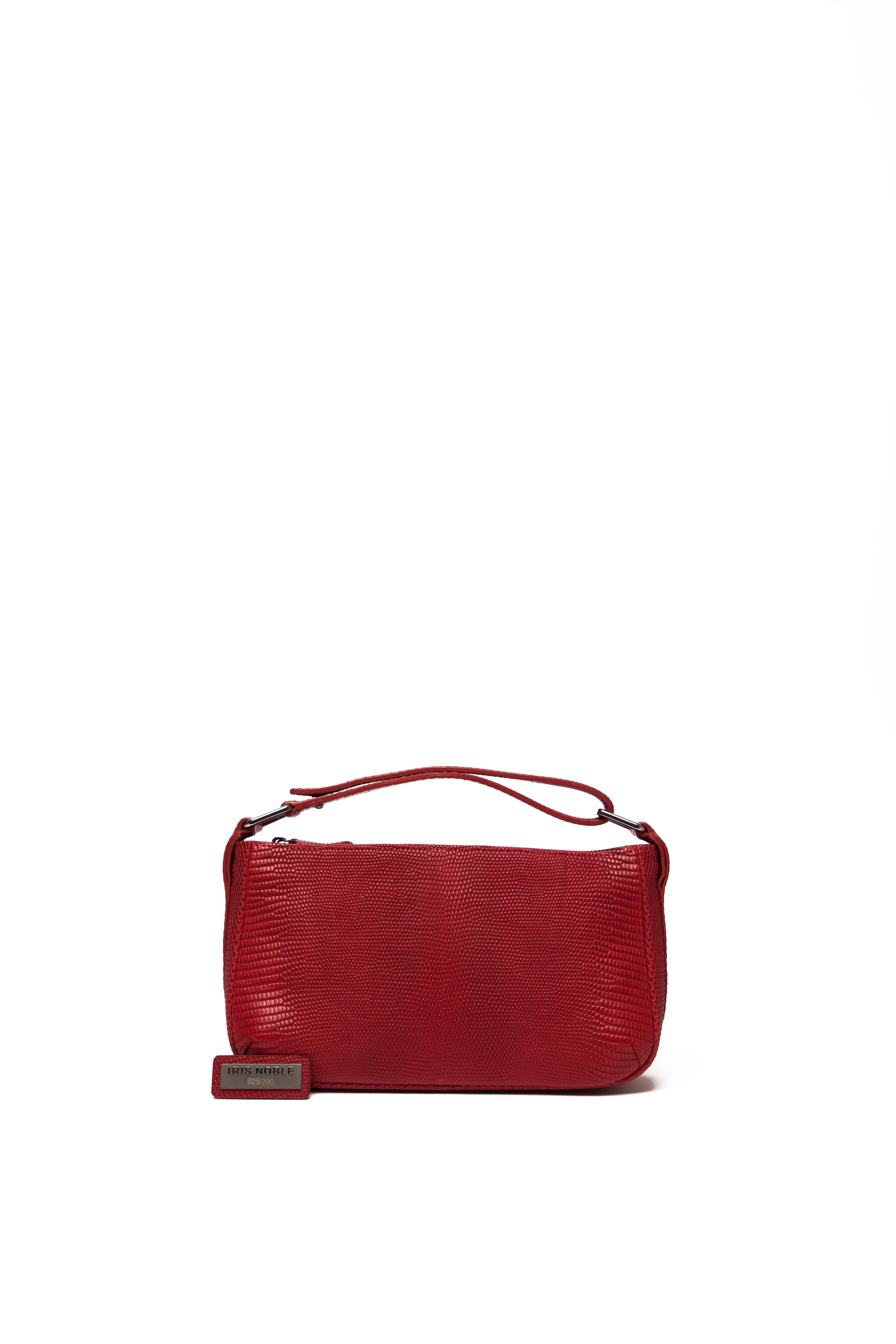 Lynn Baguette Red Lizard Leather Handbag In New Condition For Sale In Paris, FR