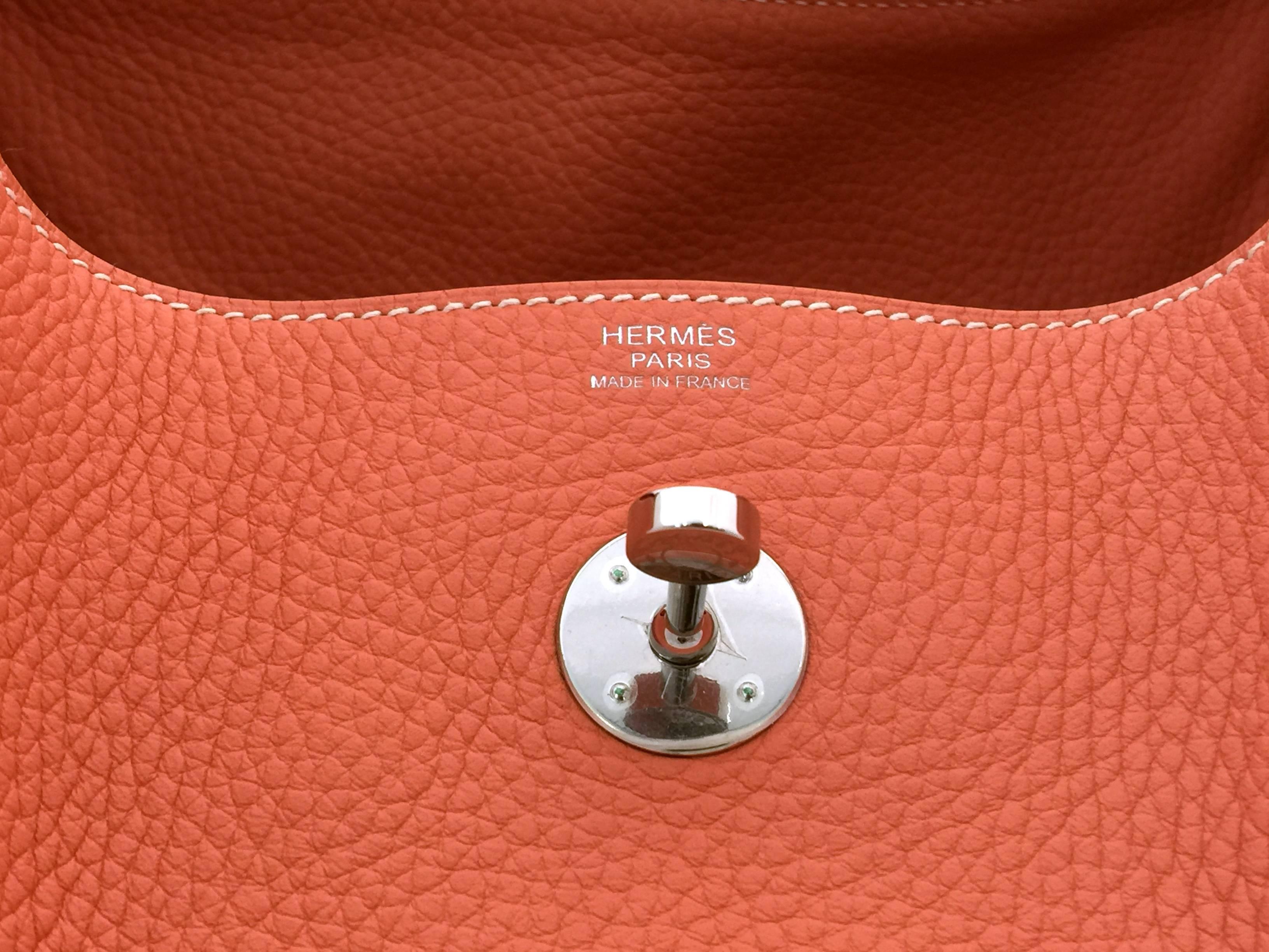 Hermes Lindy 30 Flamingo Clemence Leather SHW Shoulder Bag 2