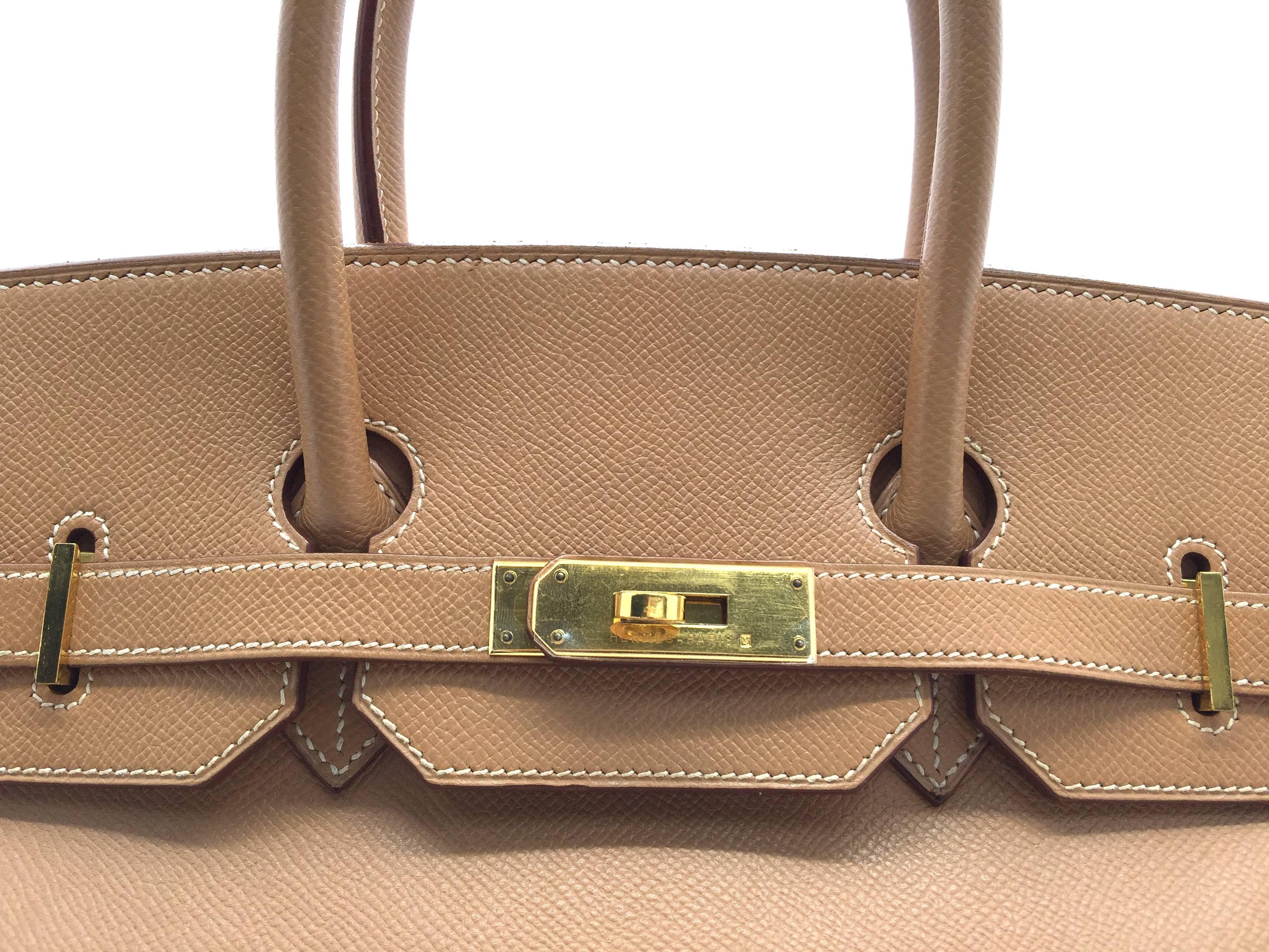 Hermes Birkin 35 Tabac Camel VGC Leather GHW Top Handle Bag In Good Condition In Kowloon, HK