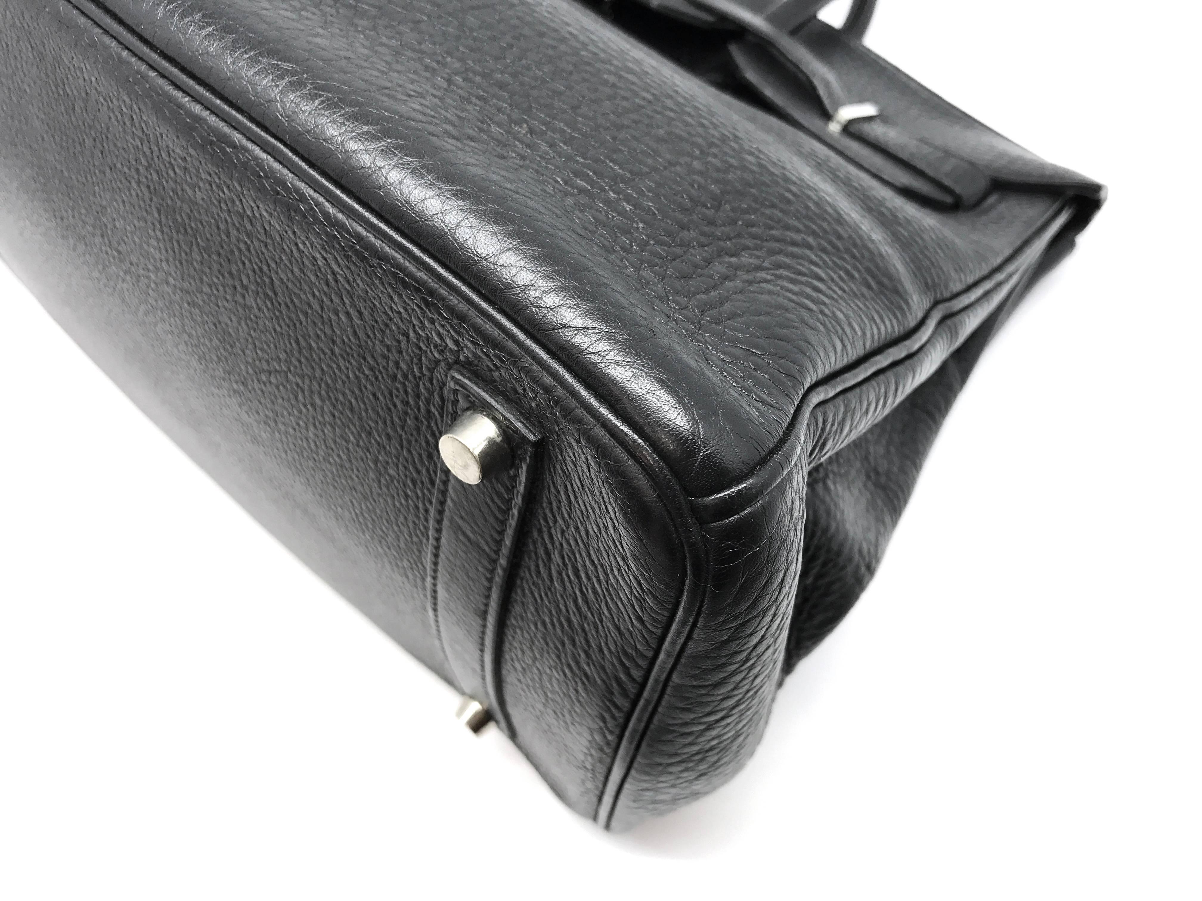Hermes Birkin 35 Noir Clemence Leather SHW Top Handle Bag 1