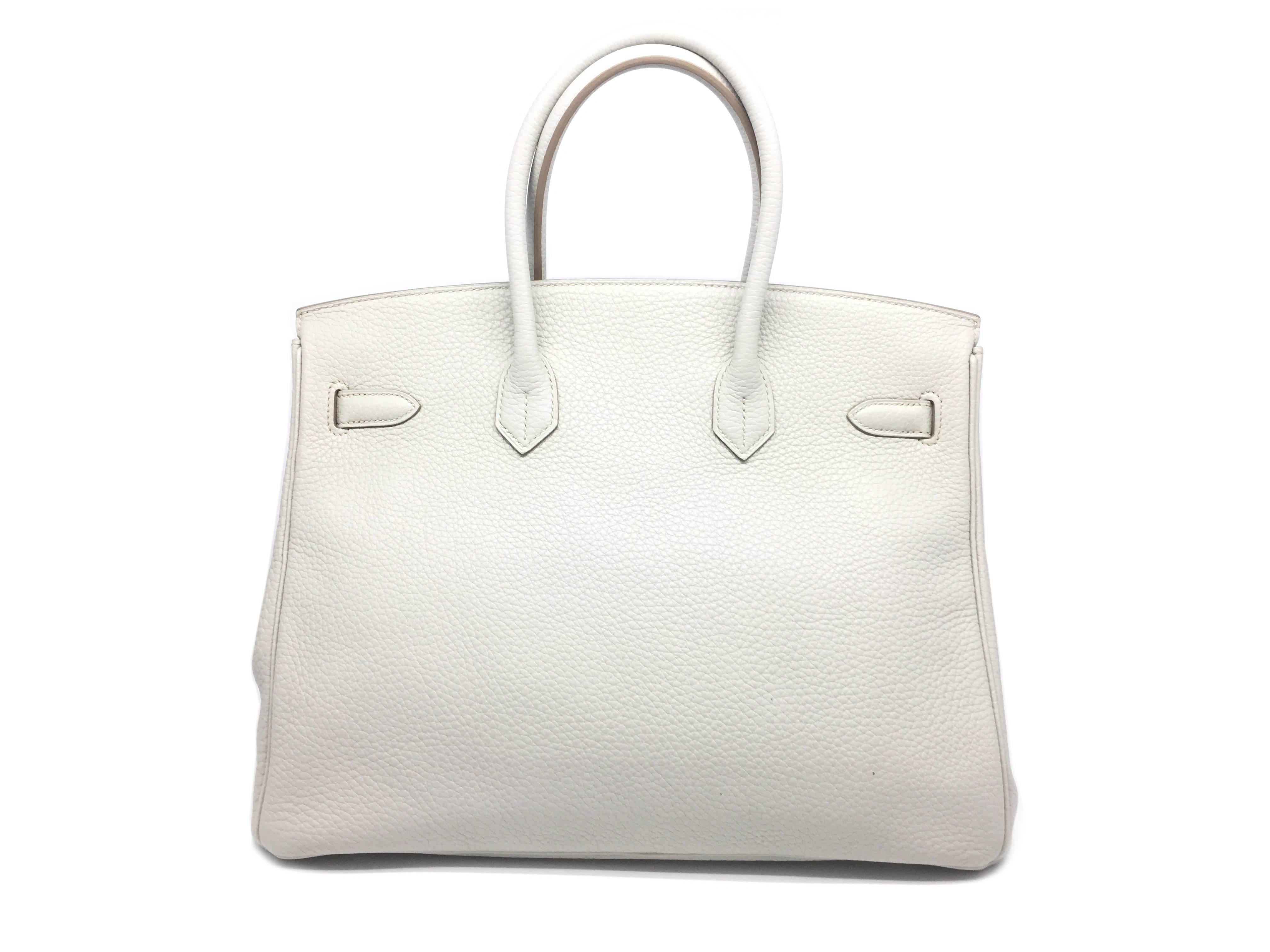 Gray Hermes Birkin 35 Gris Perle Togo Leather SHW Top Handle Bag