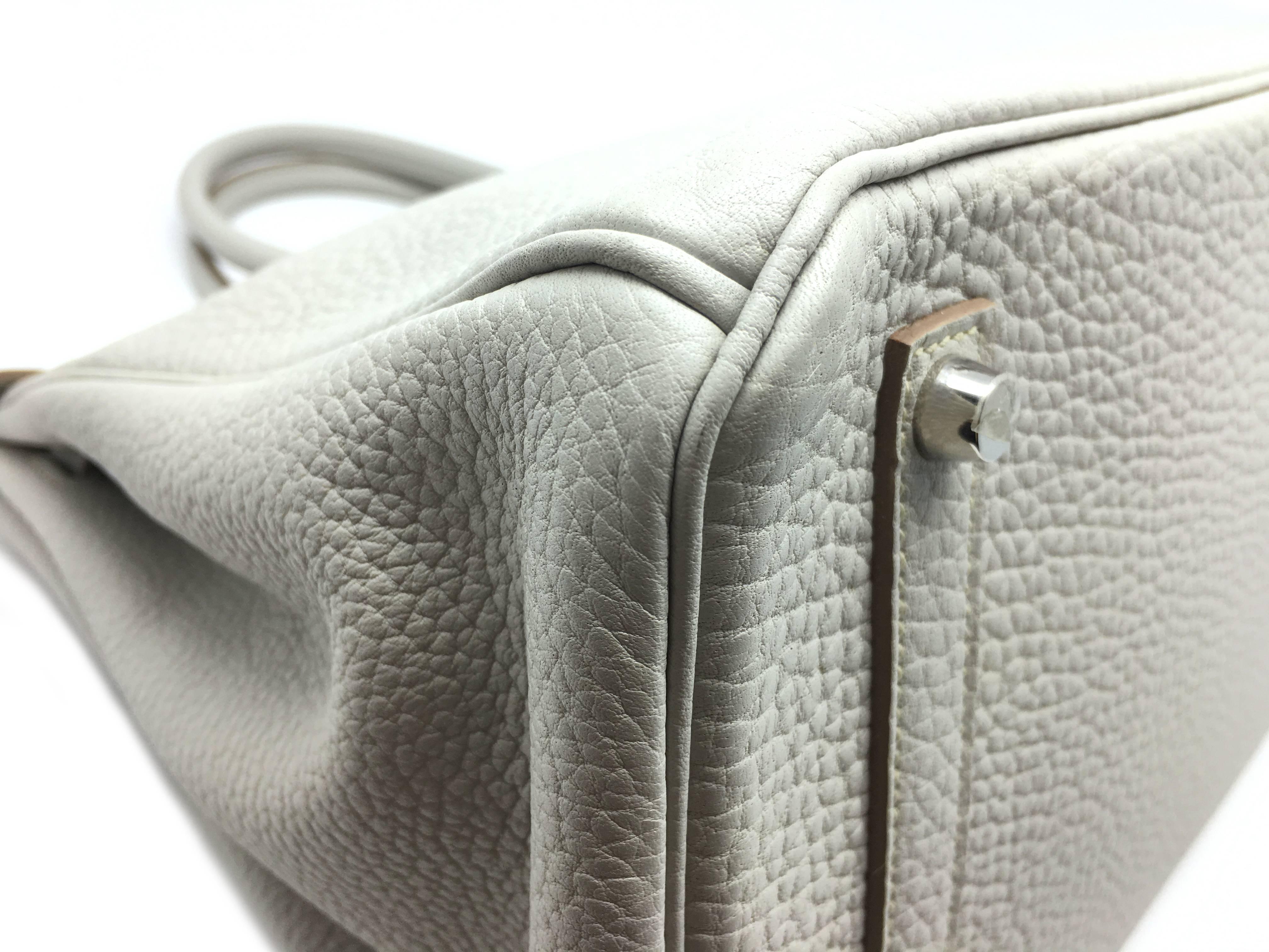 Women's Hermes Birkin 35 Gris Perle Togo Leather SHW Top Handle Bag
