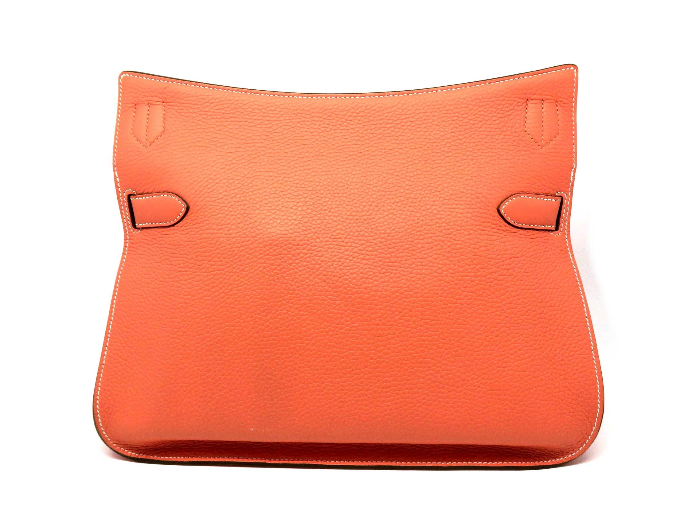 Orange Hermes Jypsiere 34 Crevette Taurillon Clemence Leather SHW Messenger Bag
