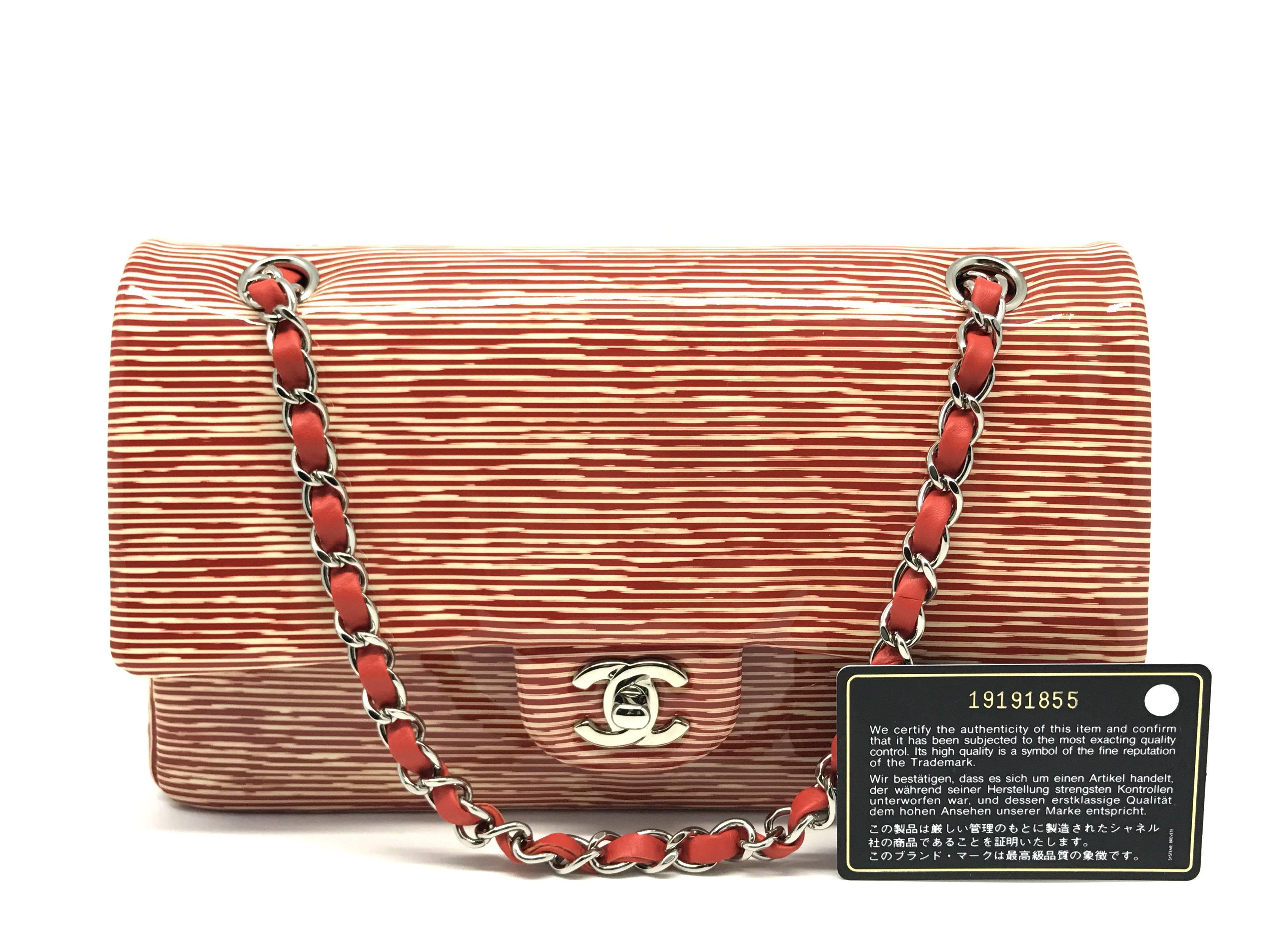 Chanel Red Patent Leather SHW Chain Shoulder Bag For Sale 5