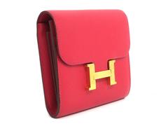 Hermes Constance Wallet Rouge Vif Veau Epsom Leather GHW Snap Wallet
