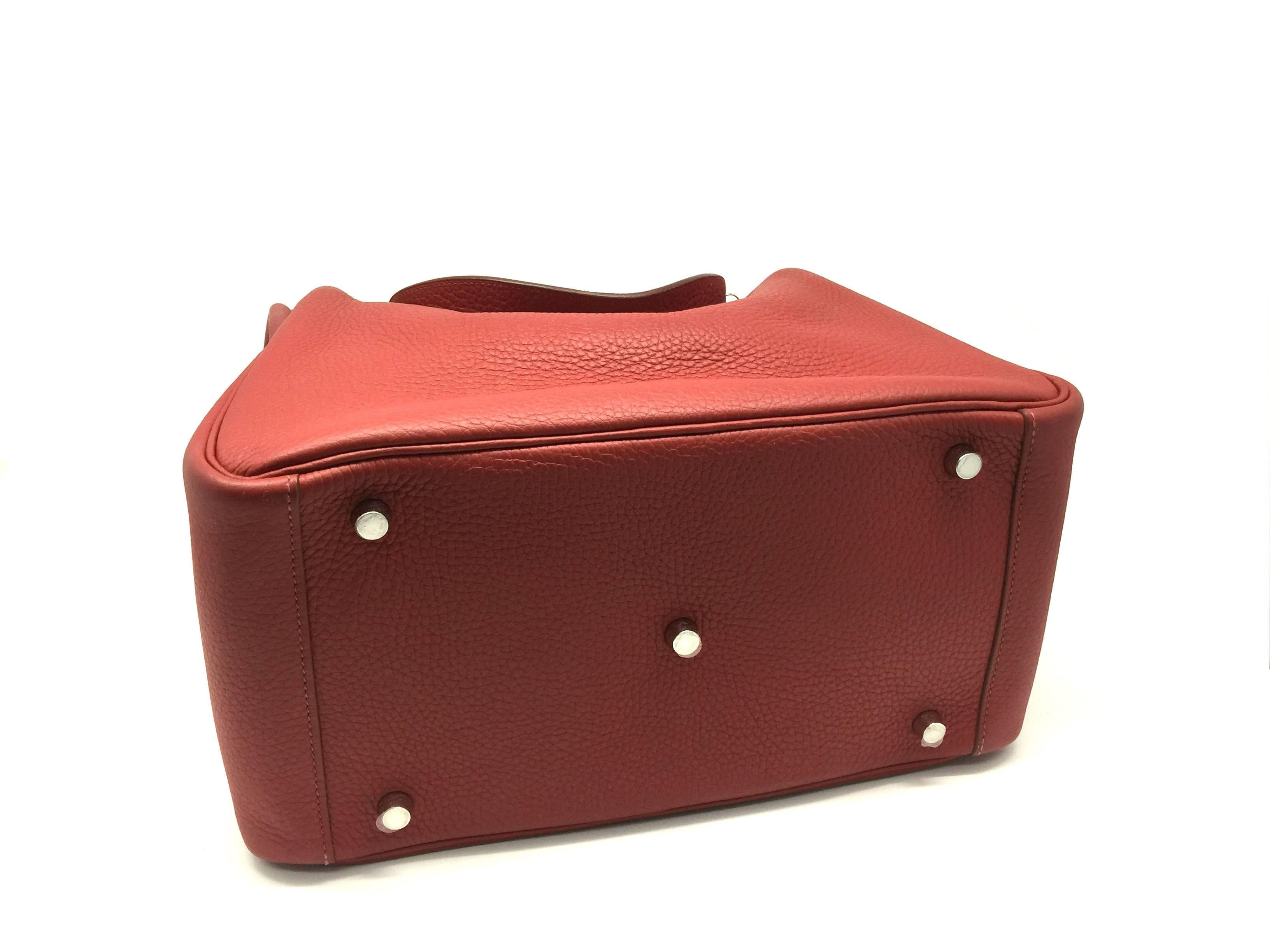 Hermes Lindy 30 Red Rouge H Clemence Leather Shoulder Bag 2