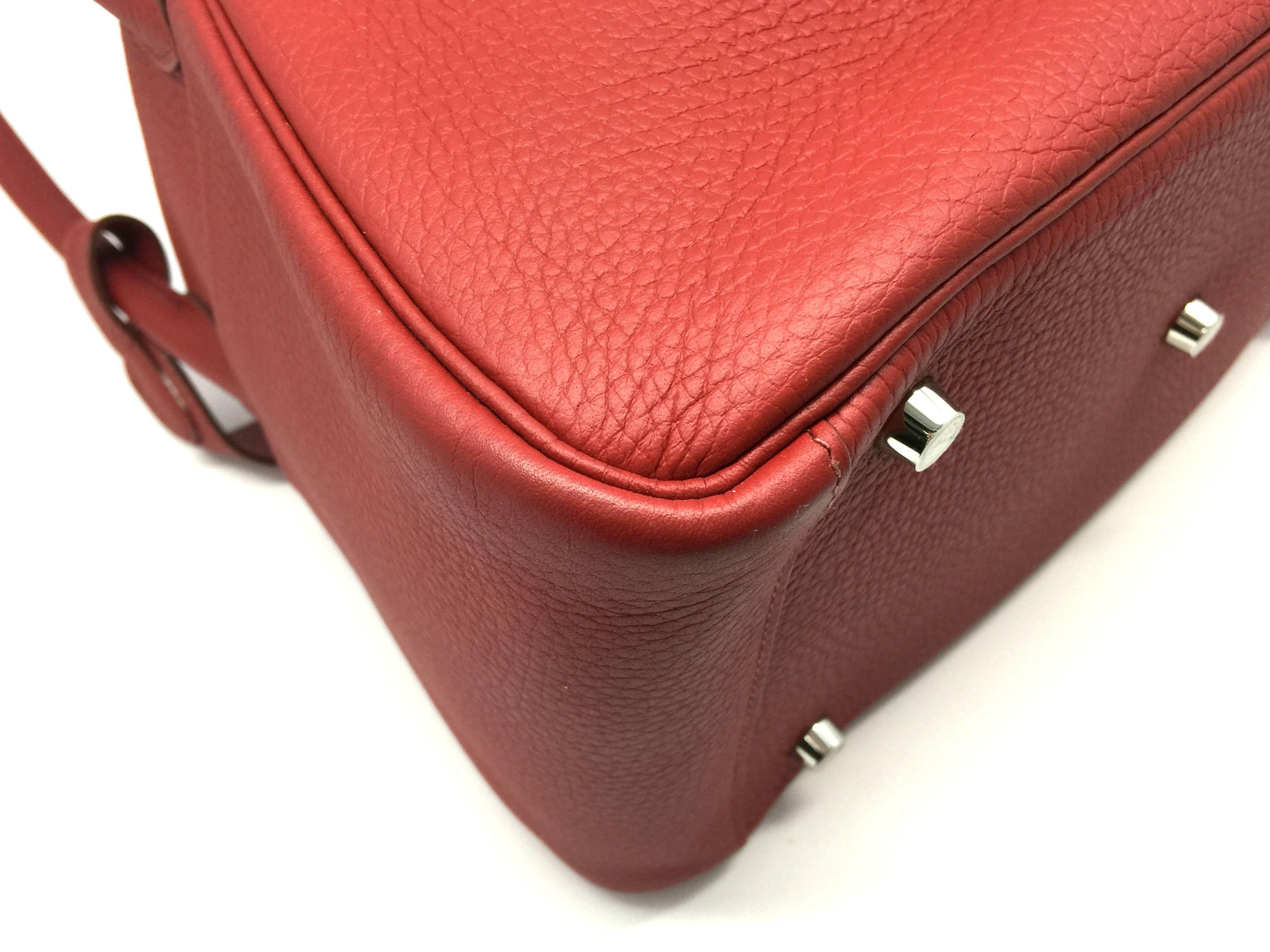 Hermes Lindy 30 Red Rouge H Clemence Leather Shoulder Bag 3