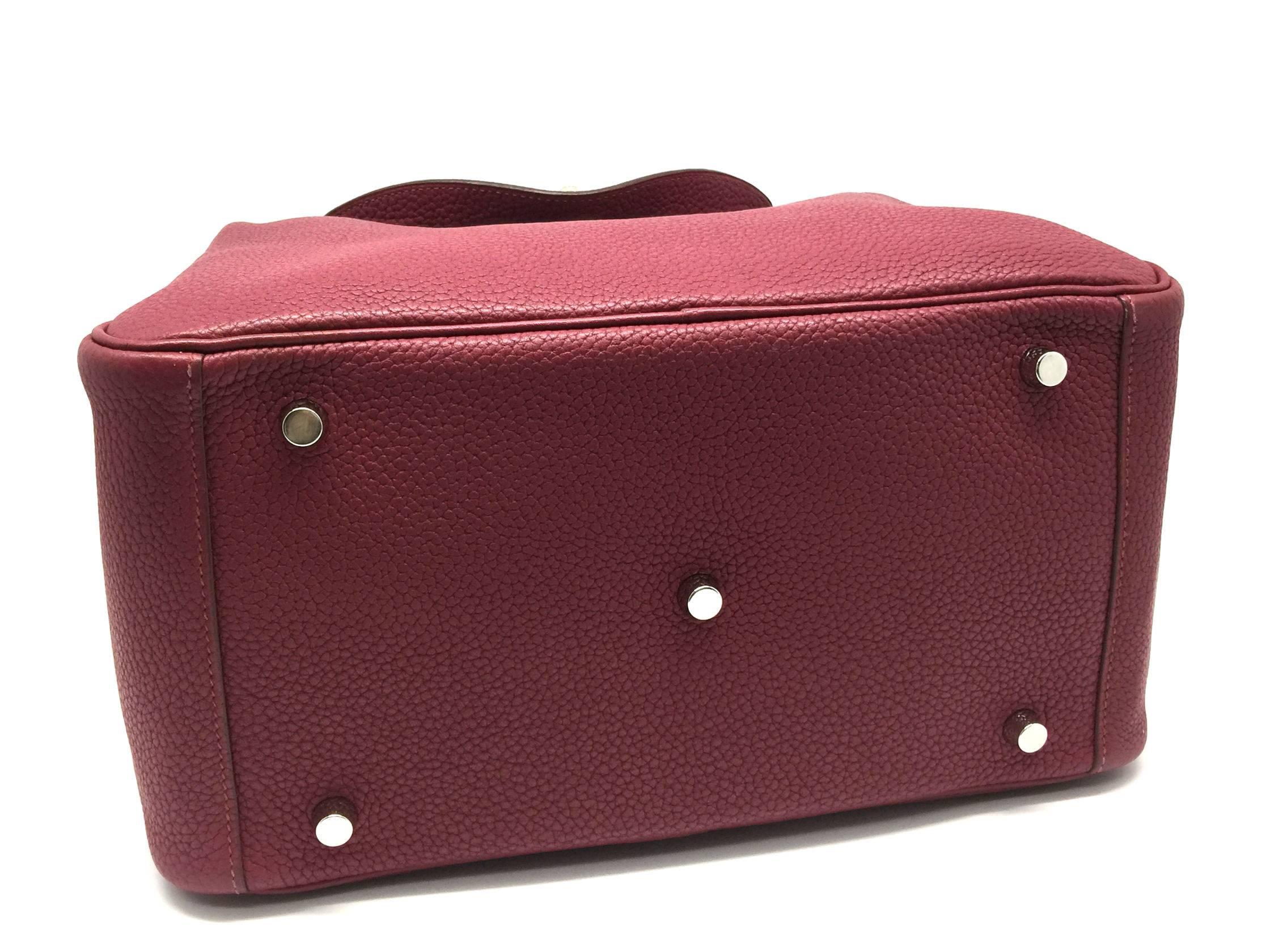Hermes Lindy 30 Red Rubis Clemence Leather SHW Shoulder Bag  3
