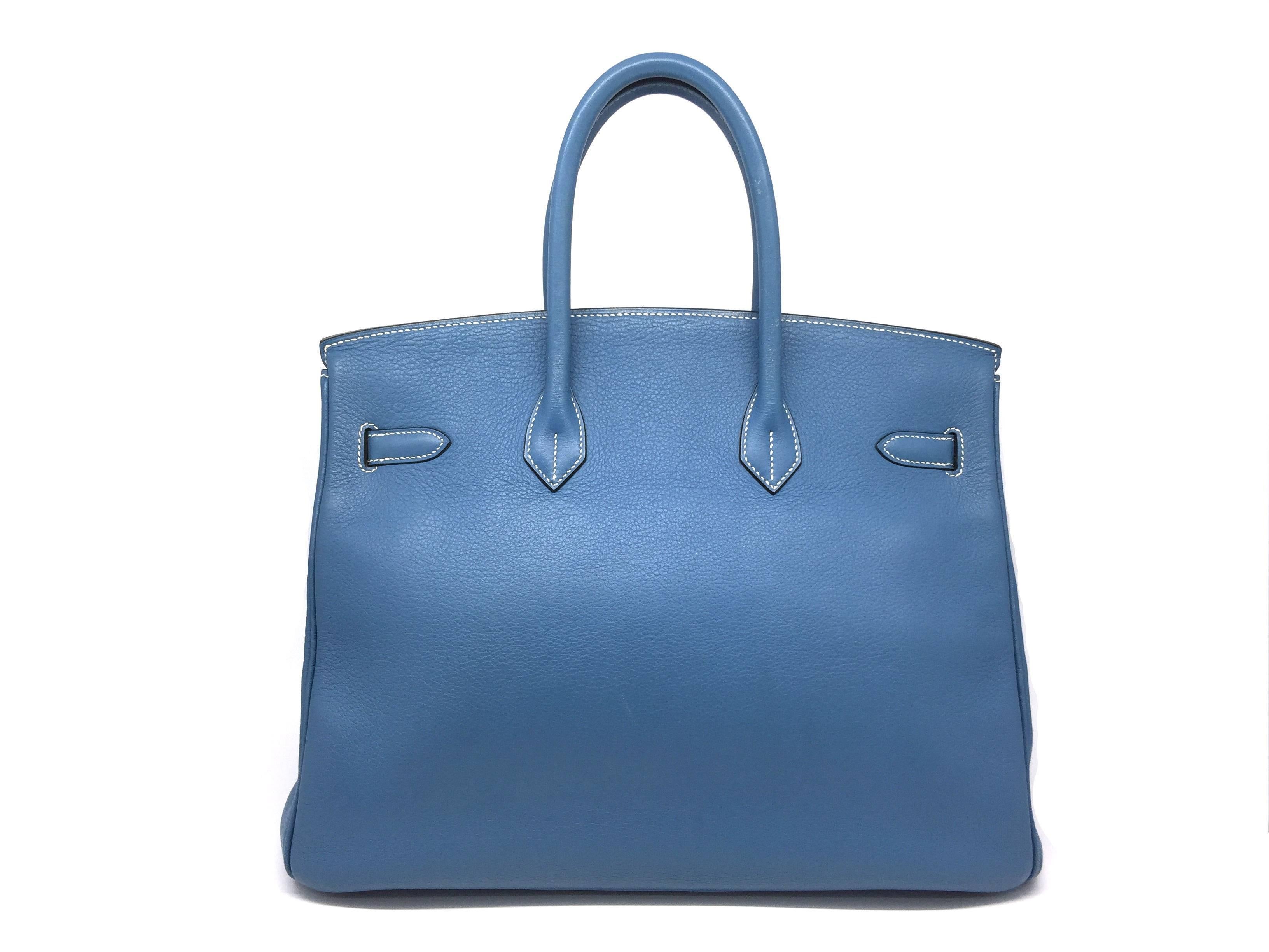Women's or Men's Hermes Birkin 30 Blue Aztec Clemence Leather GHW Top Handle Bag For Sale