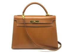 Hermes Kelly 32 Brown Cigare Epsom Leather GHW Top Handle Bag