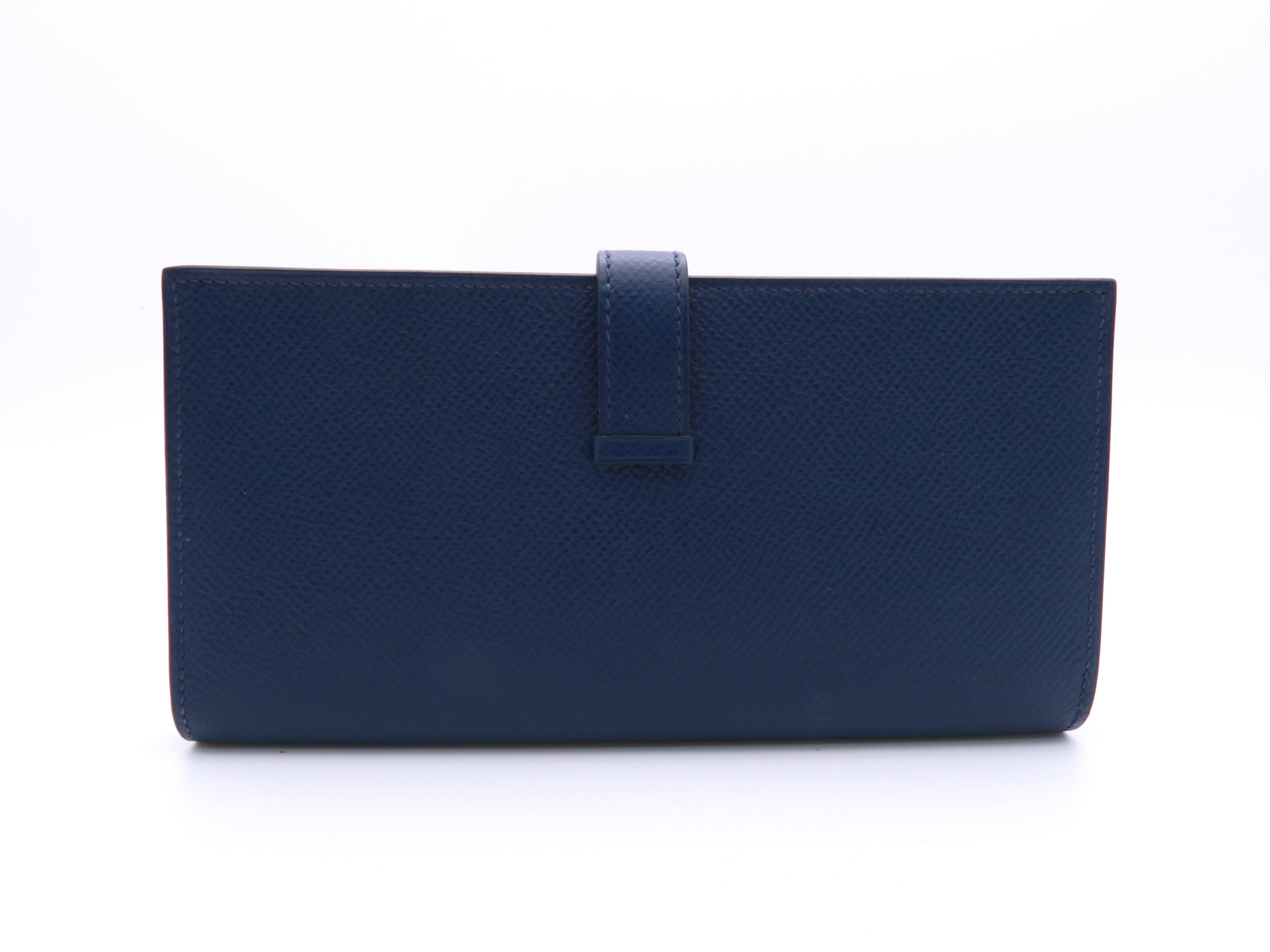 Purple Hermes Bearn Wallet Colvert Veau Epsom Leather Long Wallet For Sale