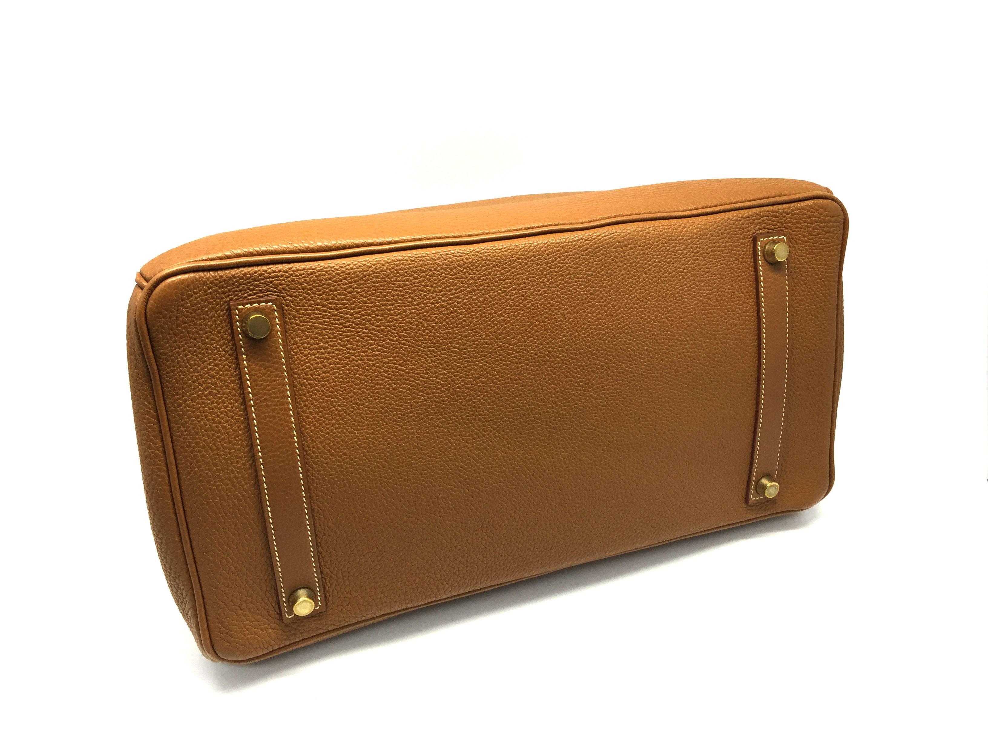 Brown Hermes Birkin 35 Gold Togo Leather GHW Top Handle Bag For Sale