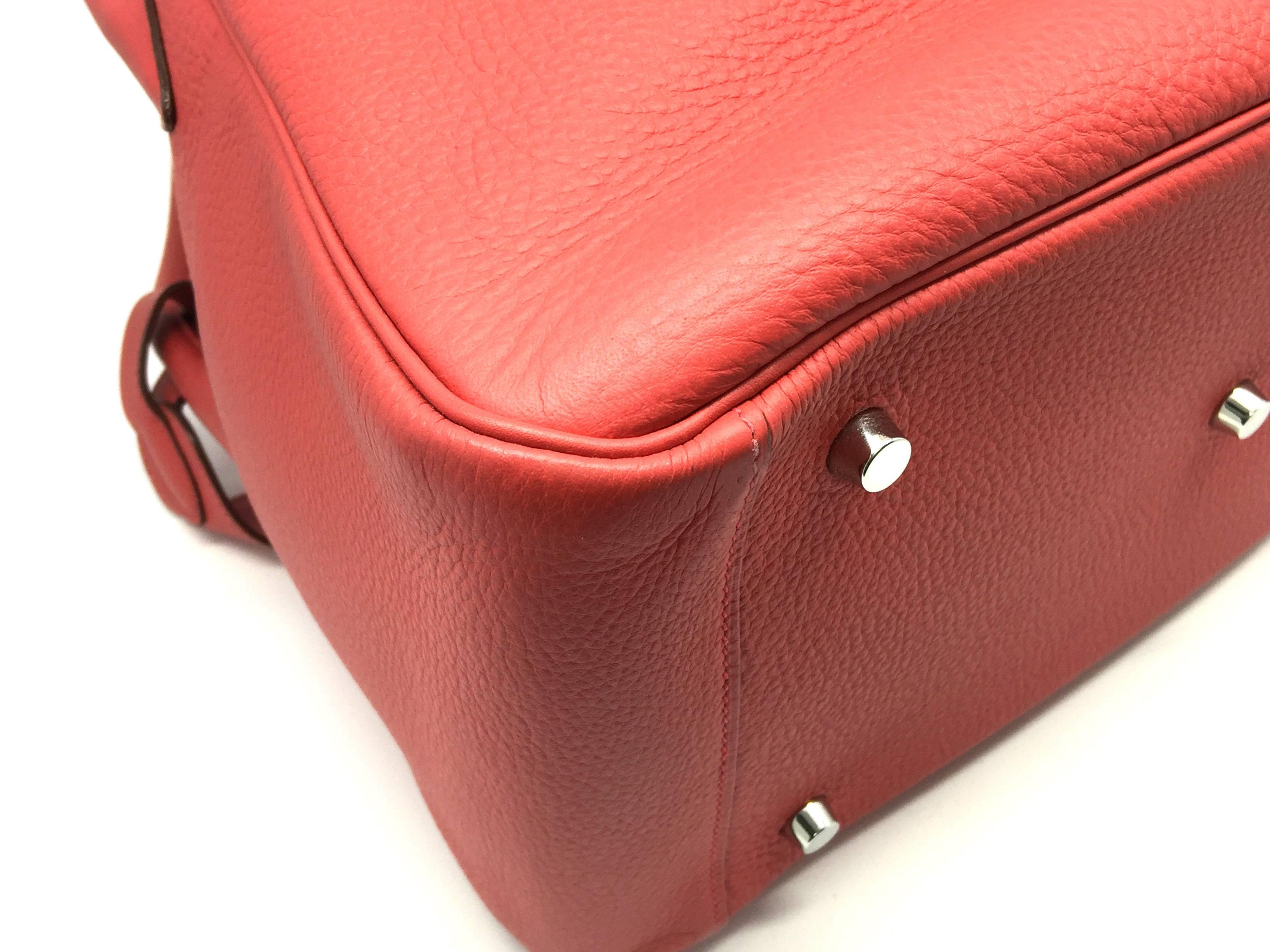 Hermes Lindy 34 Rouge Pivoine Taurillon Clemence Leather SHW SHoulder Bag 2