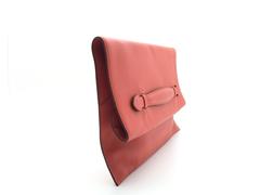 Hermes Pliplat Rouge Pivoine Orange Swift Leather Clutch Bag