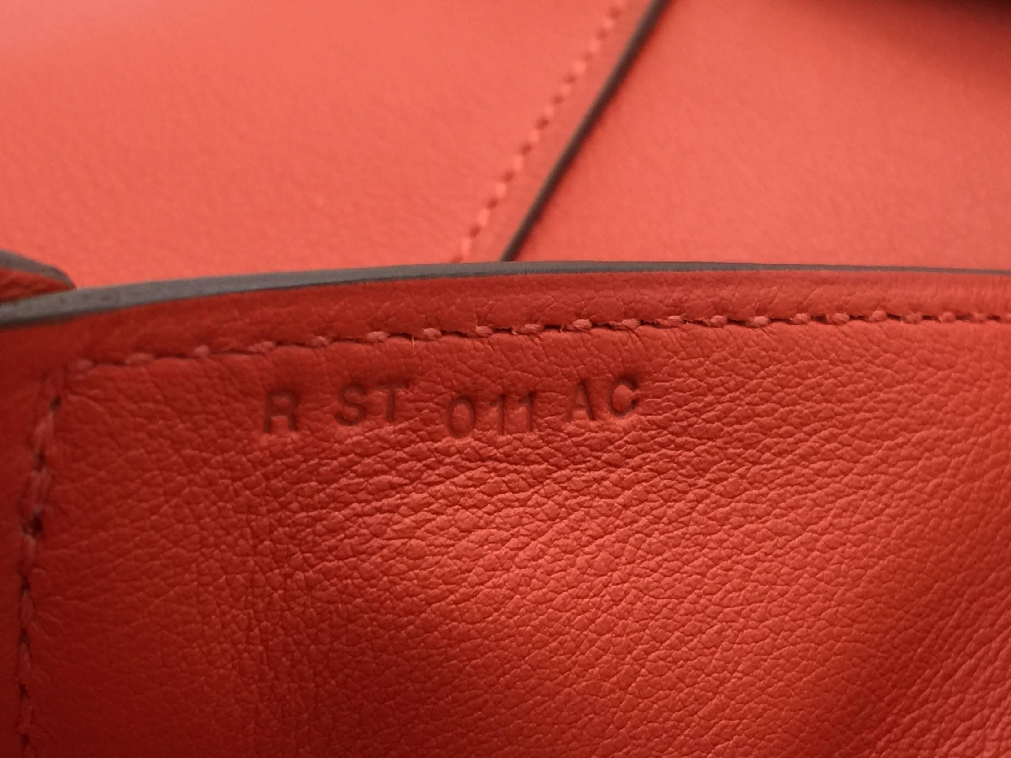 Hermes Pliplat Rouge Pivoine Orange Swift Leather Clutch Bag For Sale 3