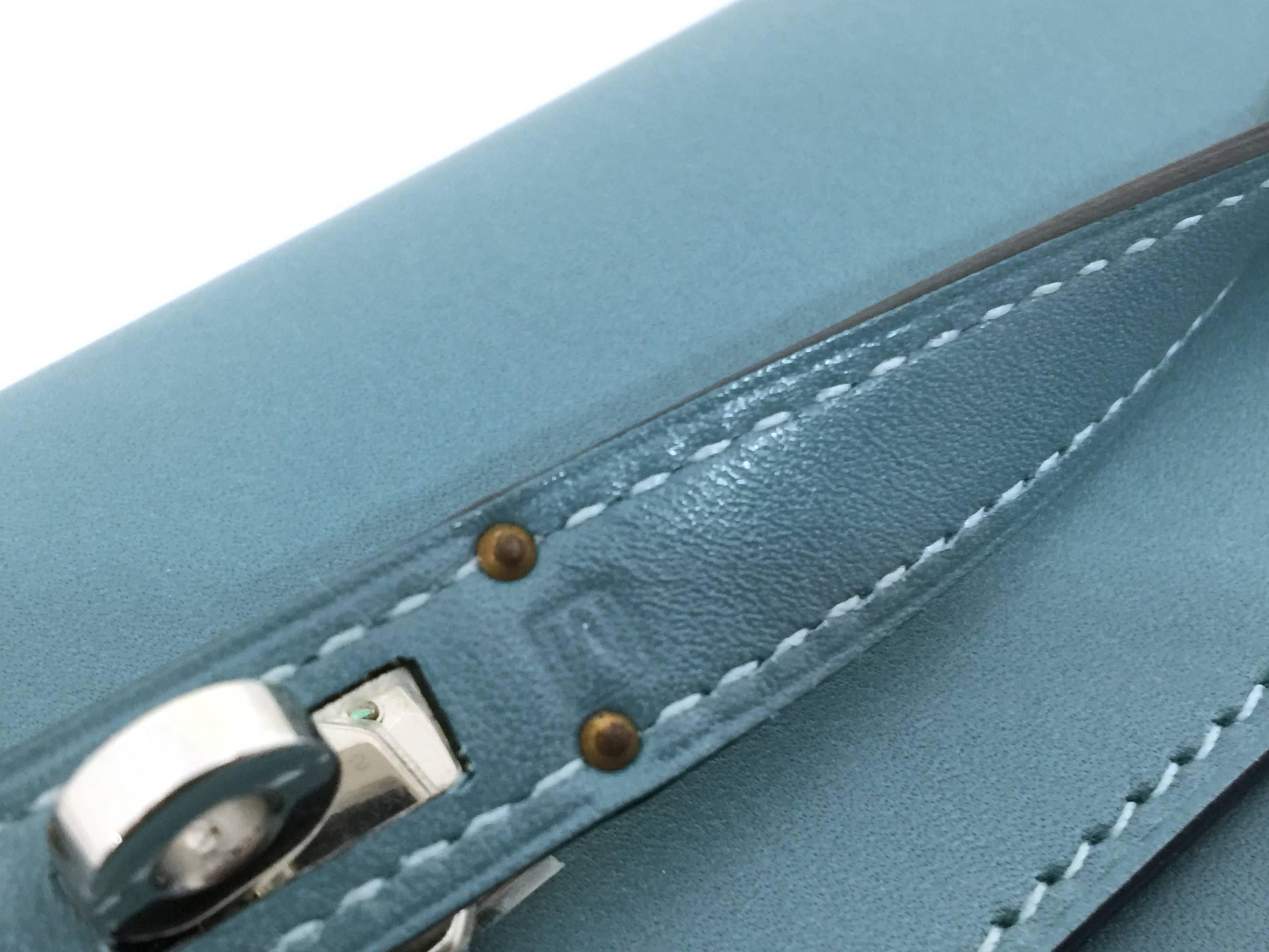 Hermes Kelly Blue Jean Swift Leather Long Wallet For Sale at 1stDibs